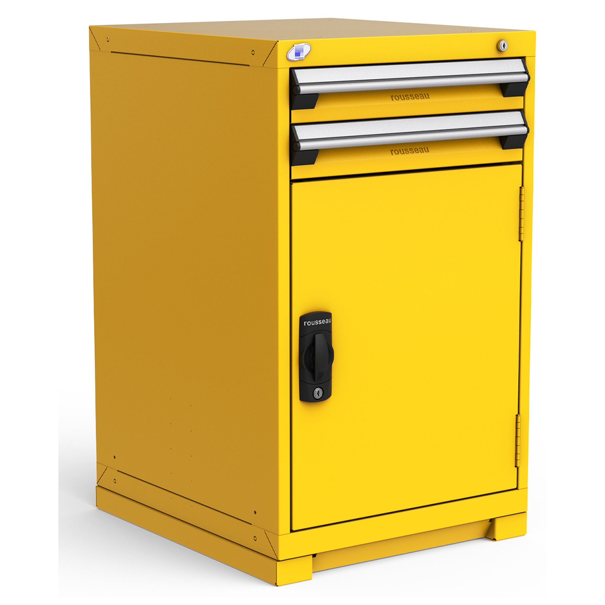 2-Drawer Heavy-Duty Modular Cabinet, 24"W x 27"D x 40"H - With Dividers - Glossy Yellow