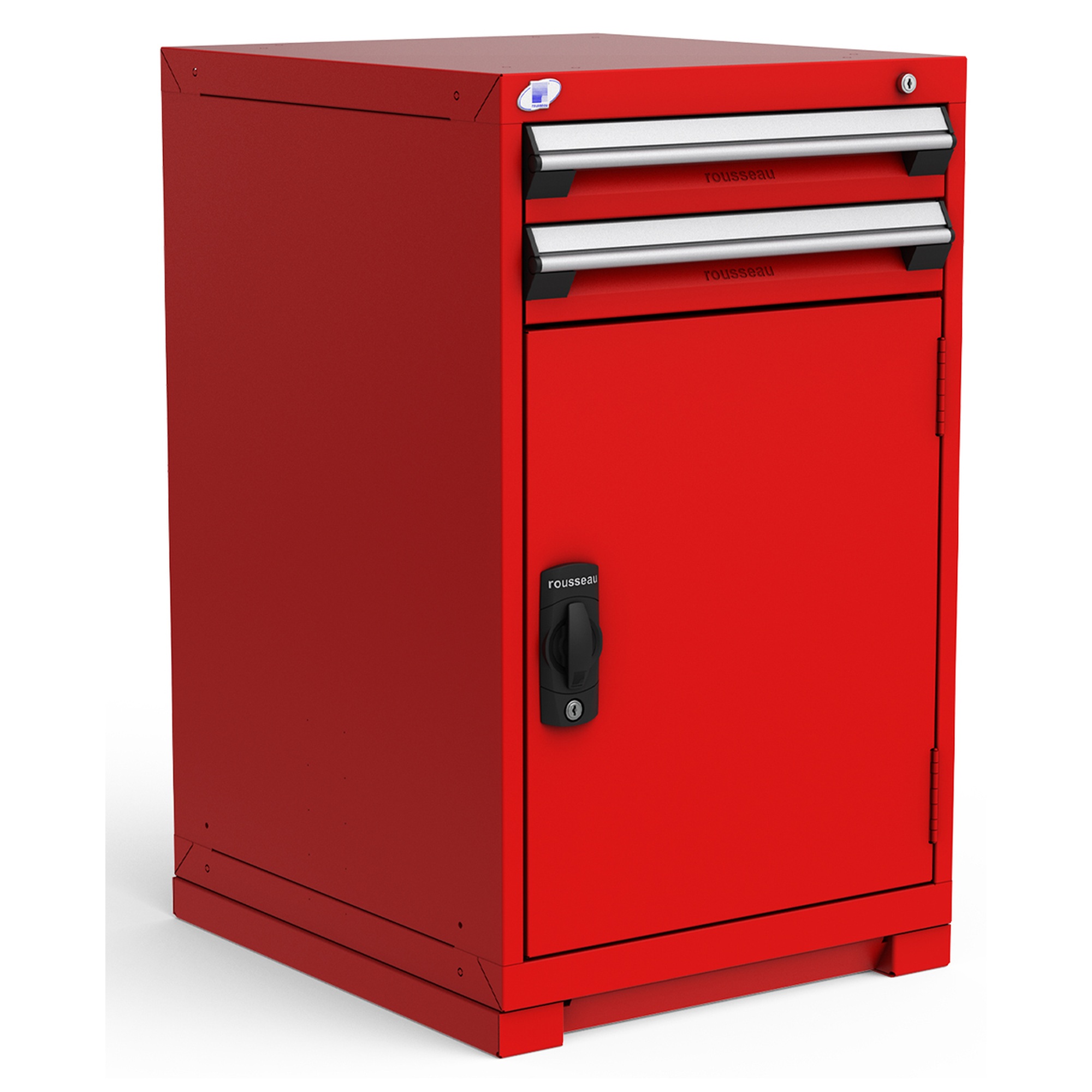 2-Drawer Heavy-Duty Modular Cabinet, 24"W x 27"D x 40"H - With Dividers - Flame Red