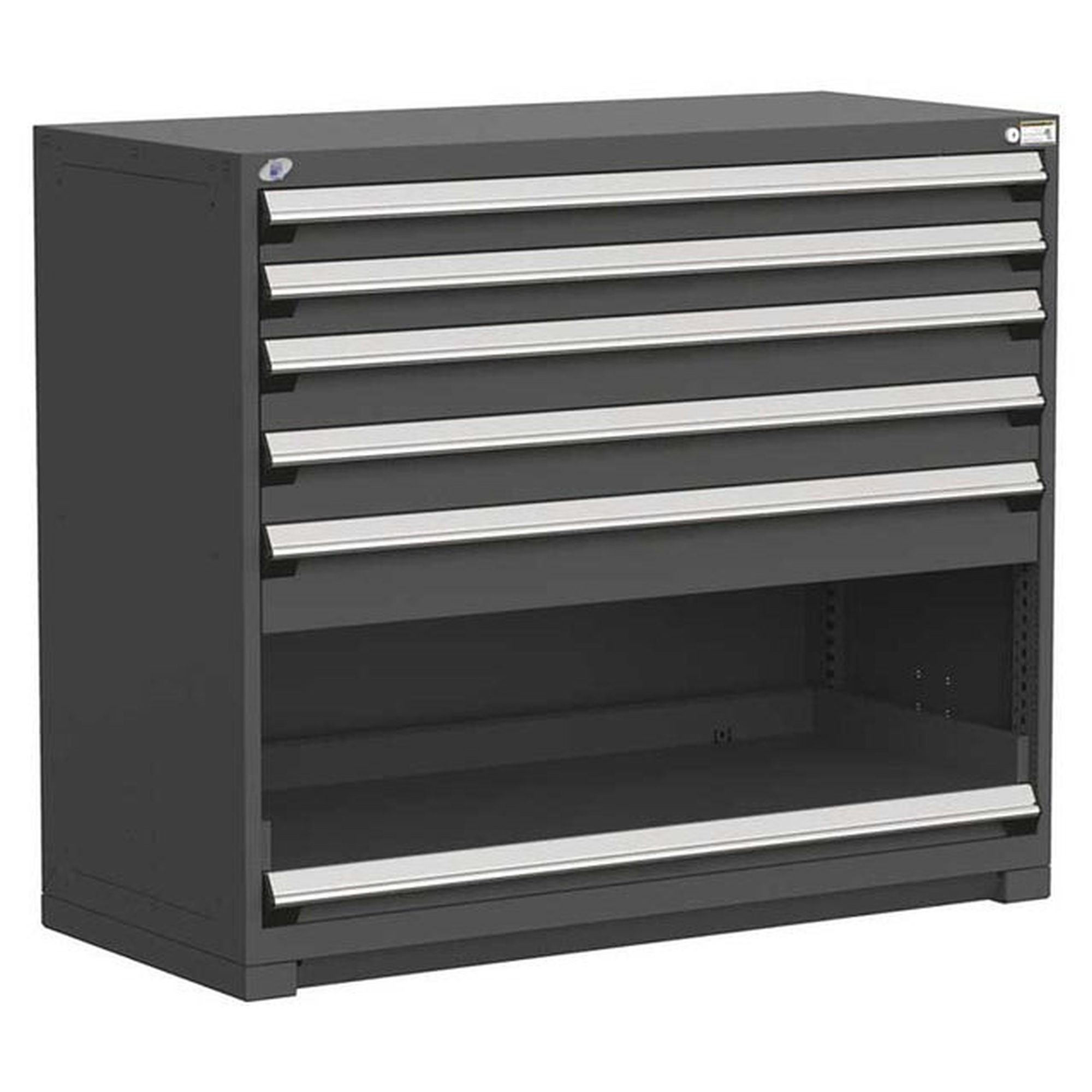 5-Drawer Heavy-Duty Modular Cabinet, 54"W x 27"D x 46"H - Without Dividers - Drawer heights: 2 4"H, 2 5"H, 1 6"H