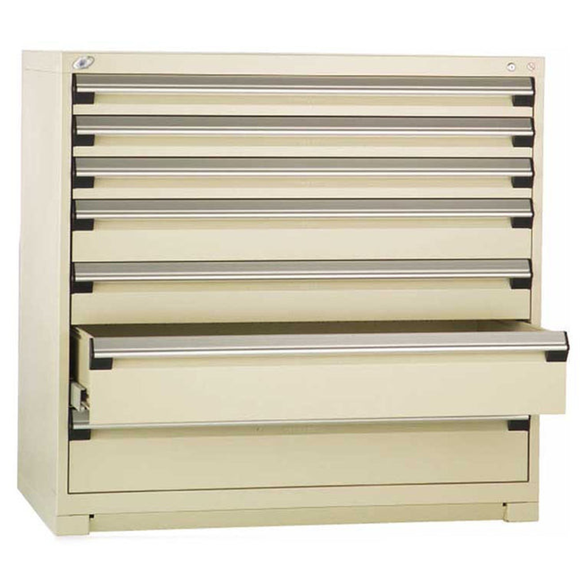 7-Drawer Heavy-Duty Modular Cabinet, 48"W x 27"D x 46"H - With Dividers - Drawer heights: 3 4"H, 2 6"H, 2 8"H