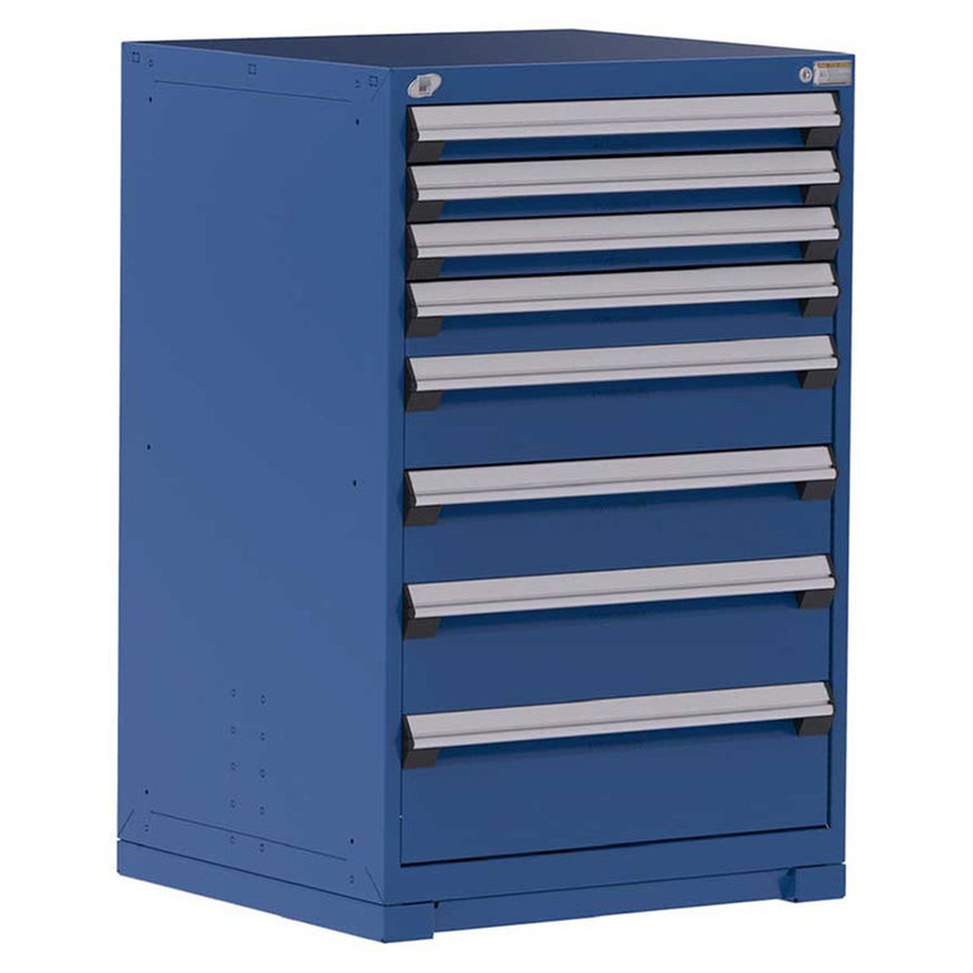 8-Drawer Heavy-Duty Modular Cabinet, 30"W x 27"D x 46"H - With Dividers - Drawer heights: 3 3"H, 1 4"H, 2 6"H, 1 7"H, 1 8"H