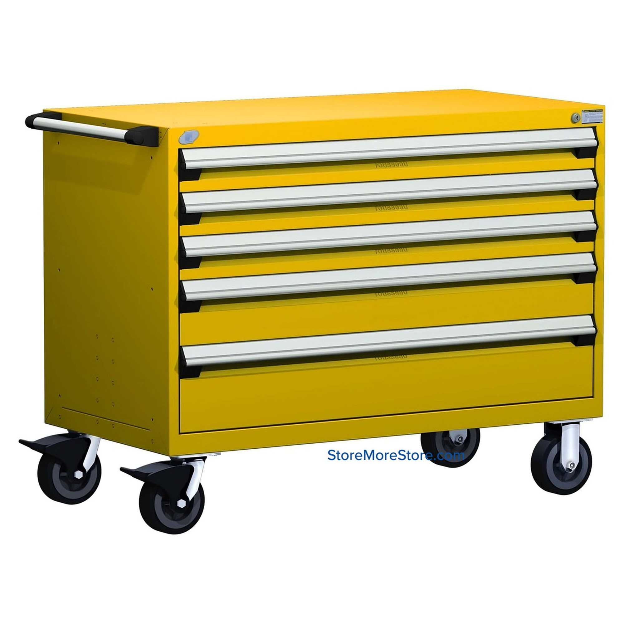5-Drawer Heavy-Duty Mobile Cabinet, 48"W x 27"D x 37.5"H - With Dividers