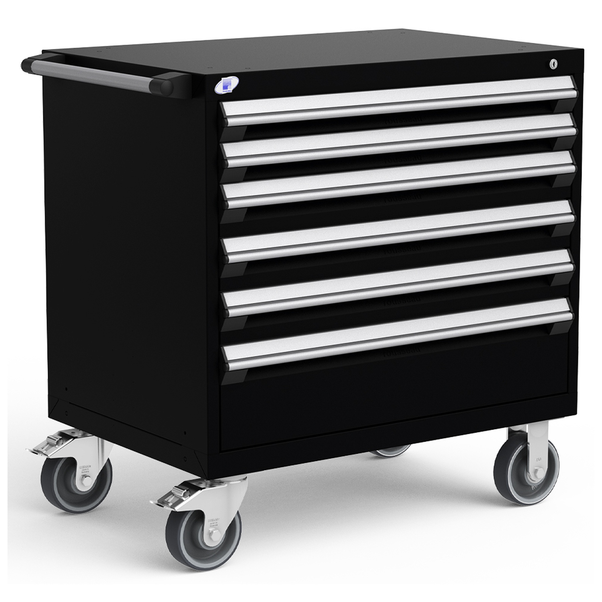 6-Drawer Heavy-Duty Mobile Cabinet, 36"W x 24"D x 37.5"H - With Dividers - Black