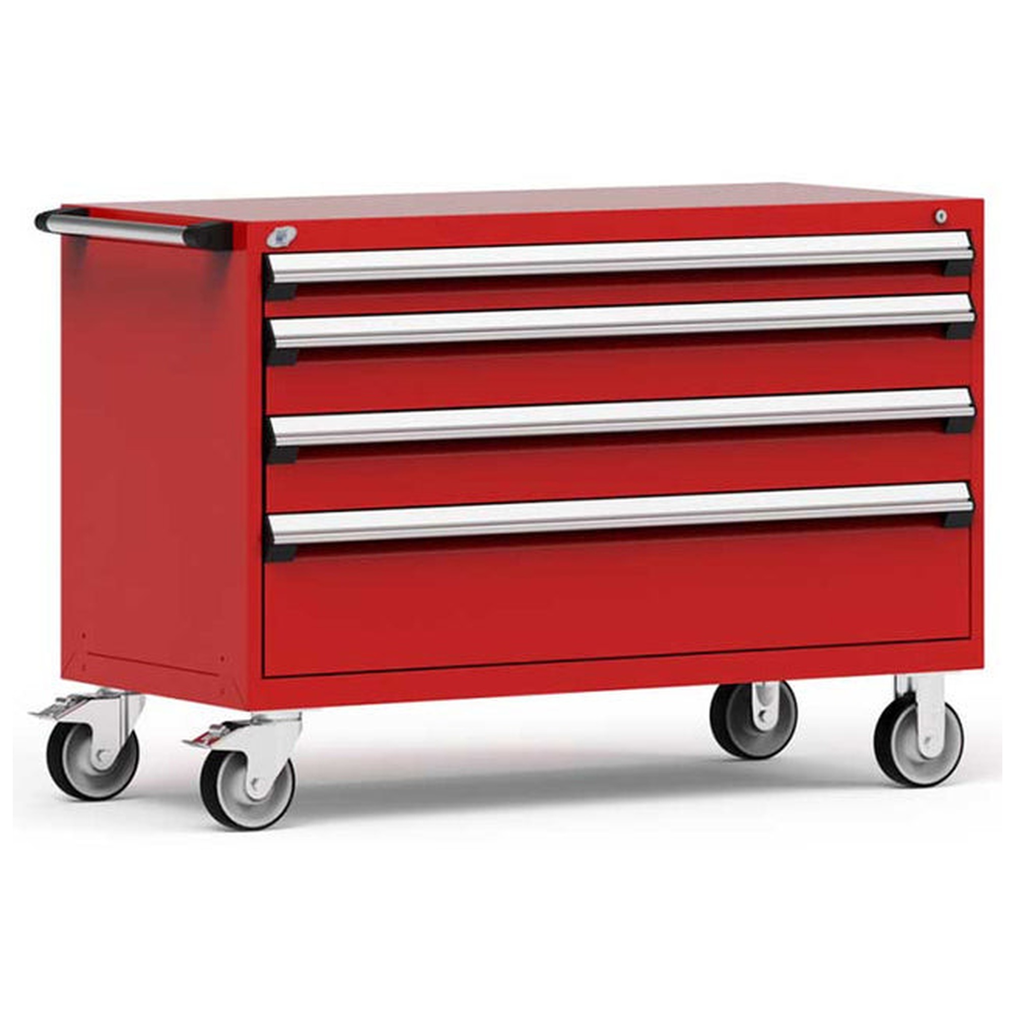4-Drawer Heavy-Duty Mobile Cabinet, 54"W x 24"D x 37.5"H - Without Dividers - Drawer heights: 1 4"H, 2 6"H, 1 10"H