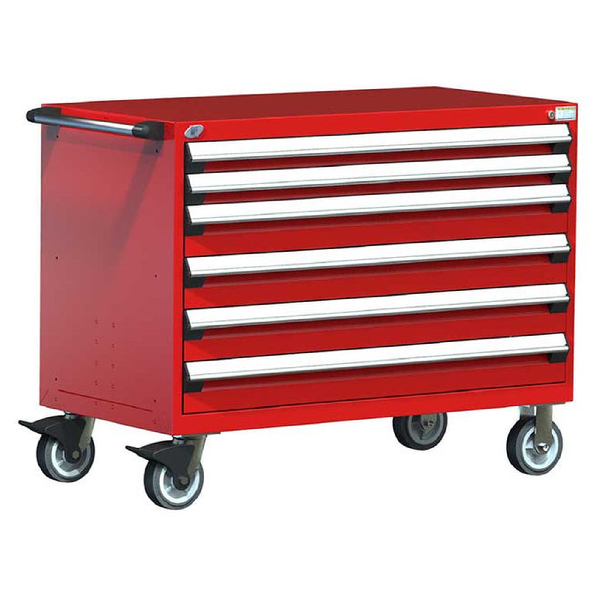 6-Drawer Heavy-Duty Mobile Cabinet, 48"W x 24"D x 37.5"H - Without Dividers - Drawer heights: 2 3"H, 4 5"H