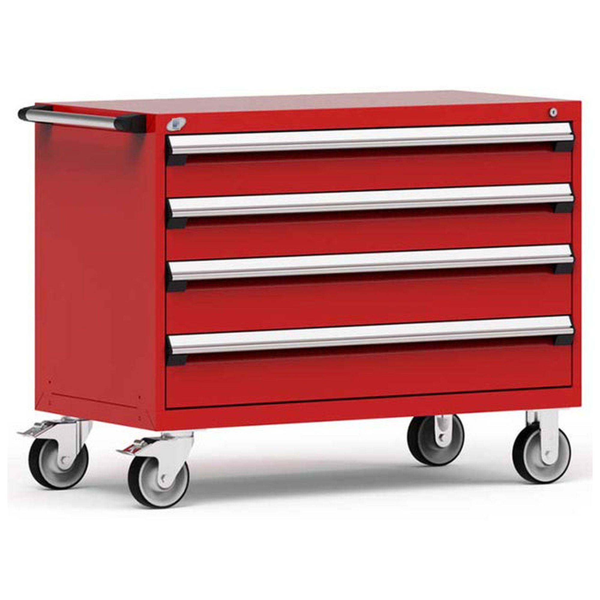 4-Drawer Heavy-Duty Mobile Cabinet, 48"W x 27"D x 37.5"H - With Dividers - Drawer heights: 2 6"H, 2 7"H