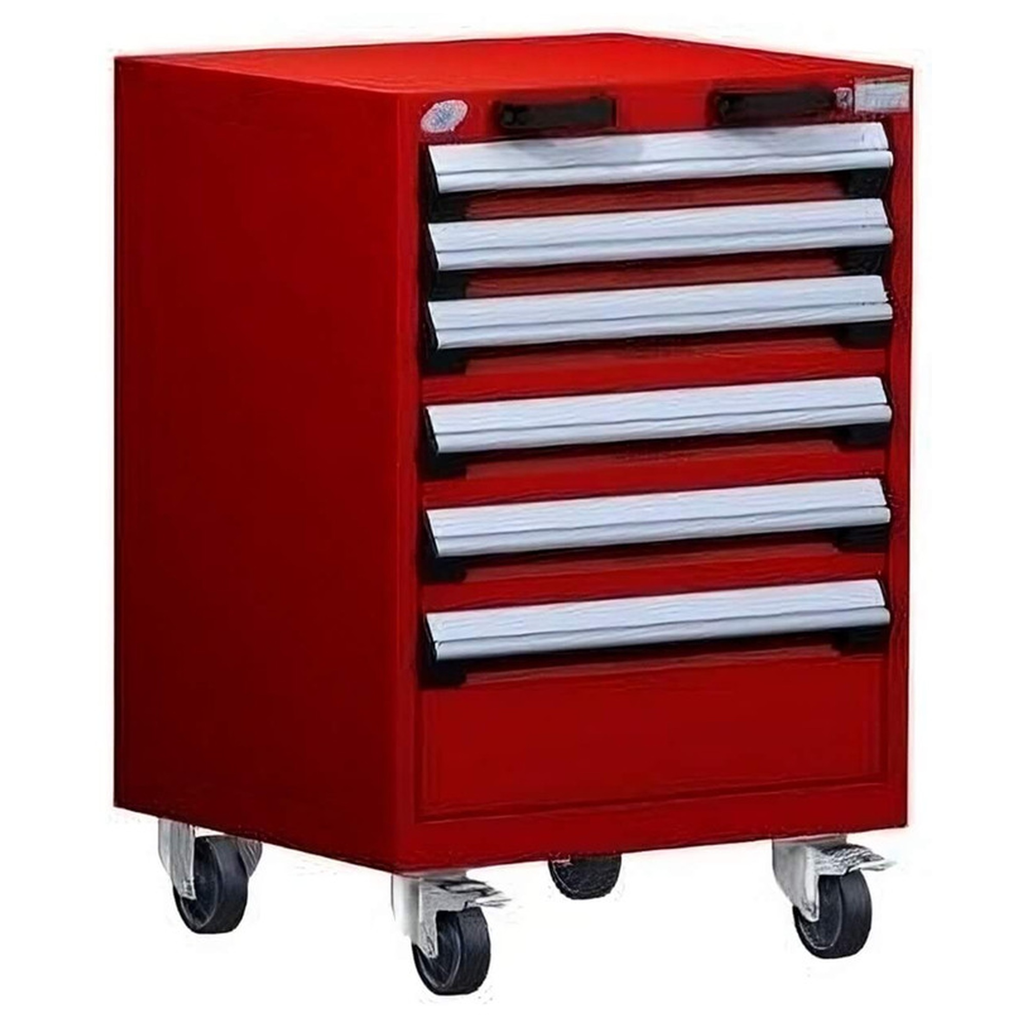 6-Drawer Heavy-Duty Mobile Cabinet, 24"W x 27"D x 35.13"H - With Dividers