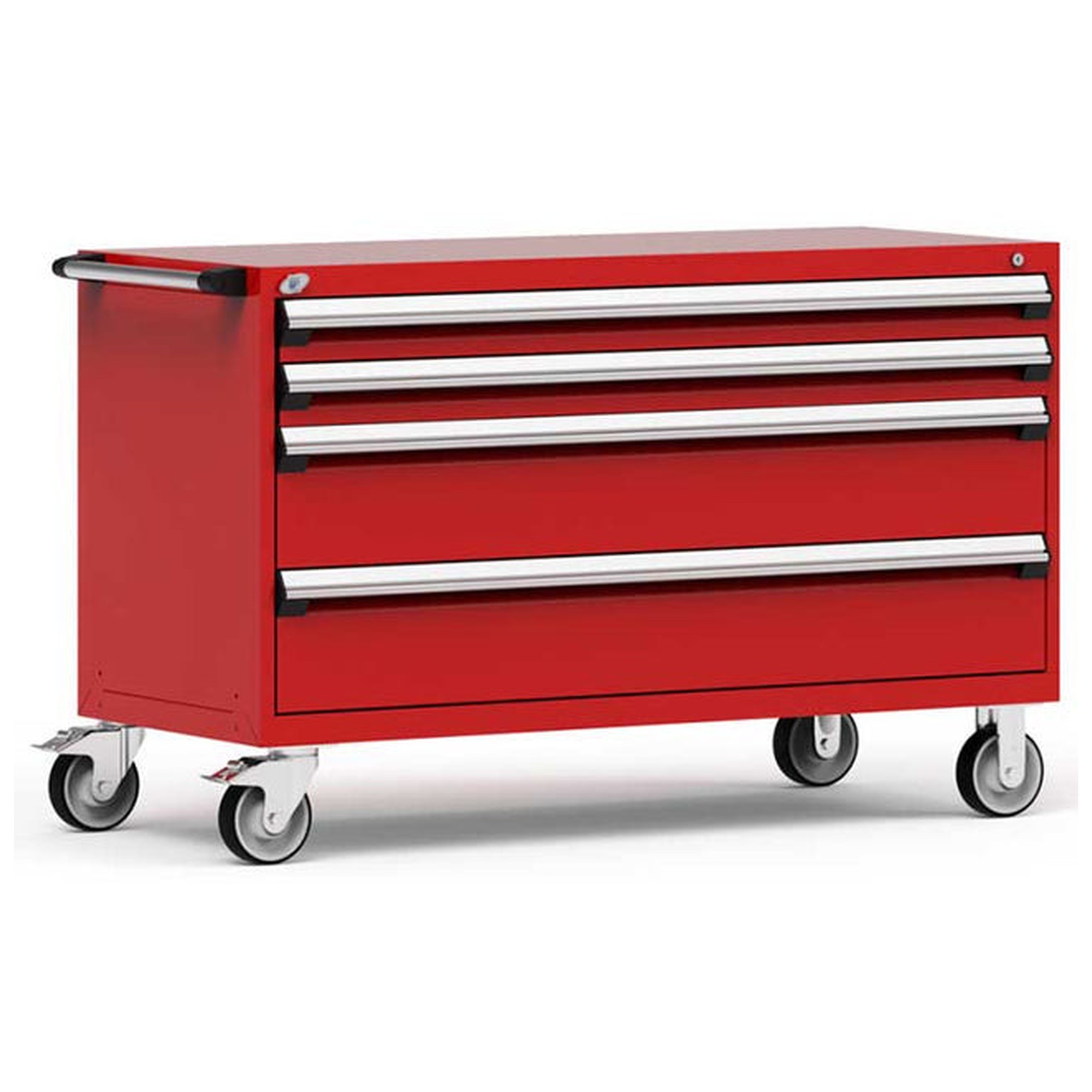 4-Drawer Heavy-Duty Mobile Cabinet, 60"W x 24"D x 37.5"H - With Dividers - Drawer heights: 2 4"H, 2 9"H