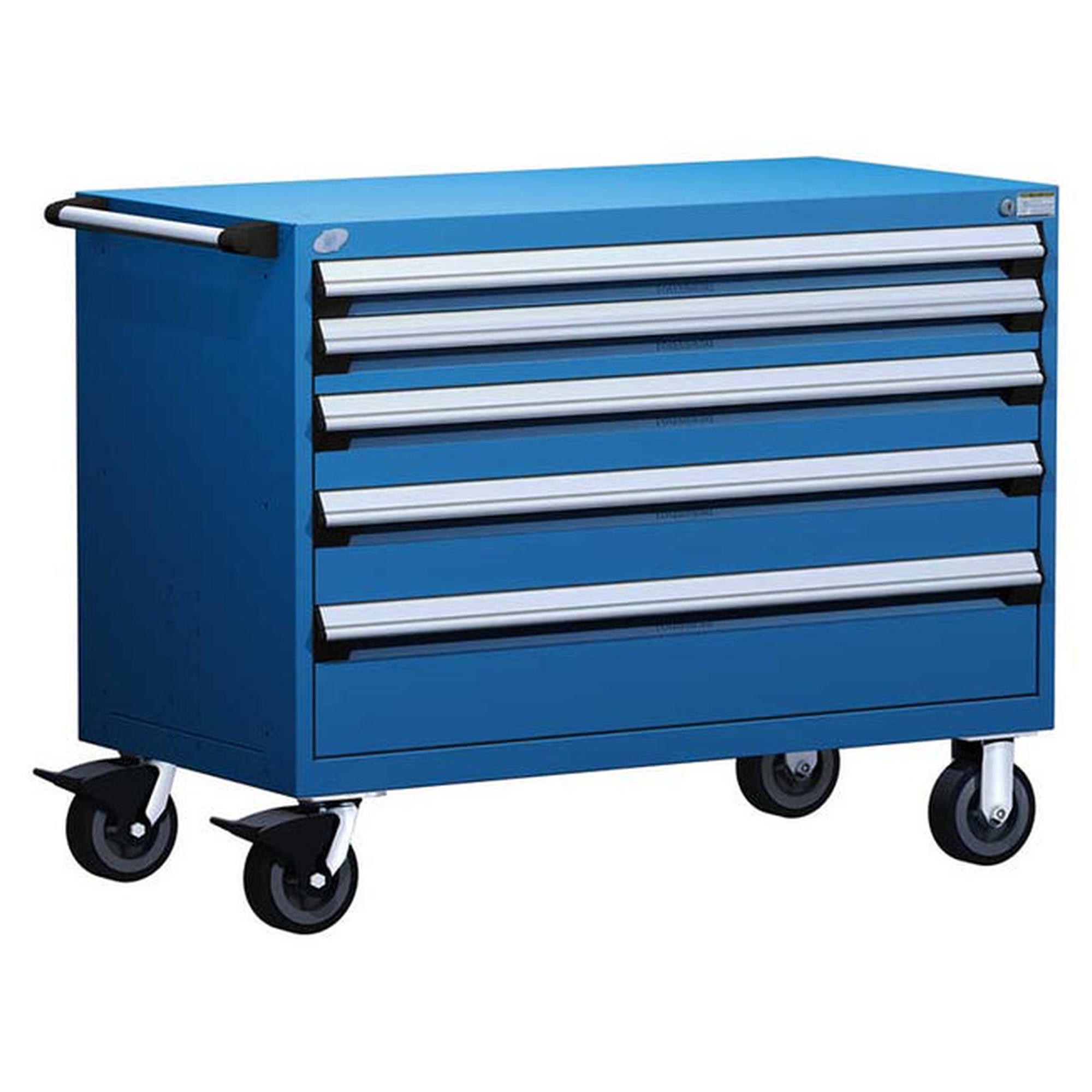 5-Drawer Heavy-Duty Mobile Cabinet, 48"W x 27"D x 37.5"H - With Dividers - Drawer heights: 1 3"H, 1 4"H, 1 5"H, 1 6"H, 1 8"H