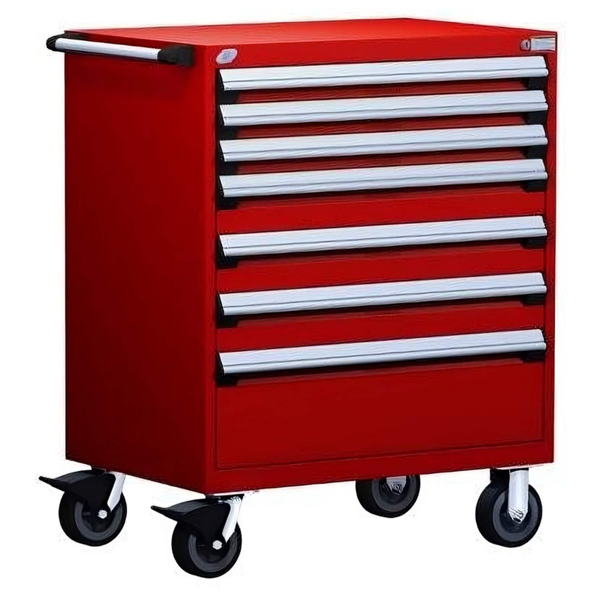 7-Drawer Heavy-Duty Mobile Cabinet, 36"W x 18"D x 45.5"H - With Dividers - Drawer heights: 3 3"H, 3 5"H, 1 10"H