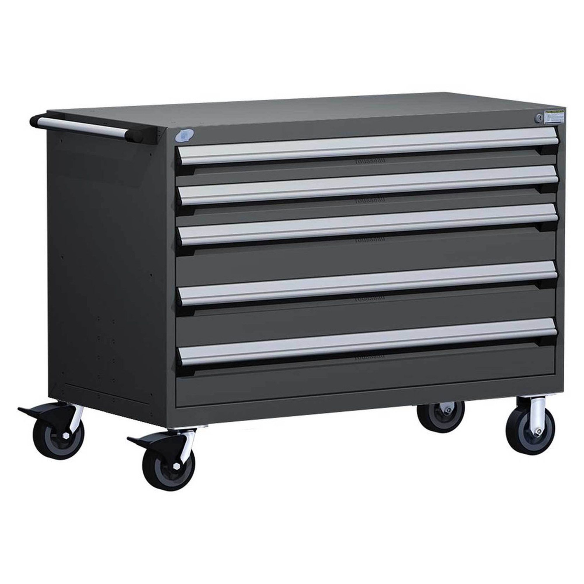 5-Drawer Heavy-Duty Mobile Cabinet, 60"W x 27"D x 37.5"H - Without Dividers - Drawer heights: 2 4"H, 3 6"H