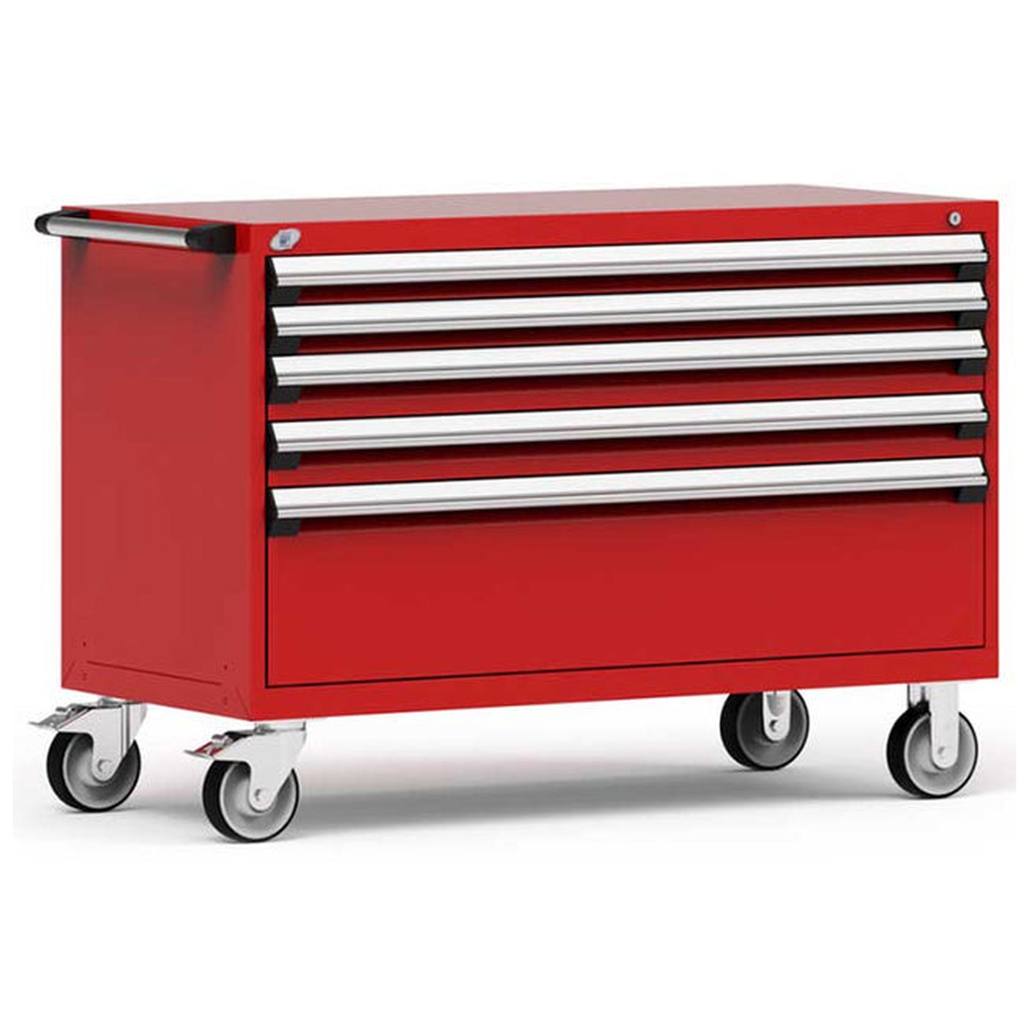5-Drawer Heavy-Duty Mobile Cabinet, 54"W x 24"D x 37.5"H - Without Dividers - Drawer heights: 2 3"H, 2 4"H, 1 12"H