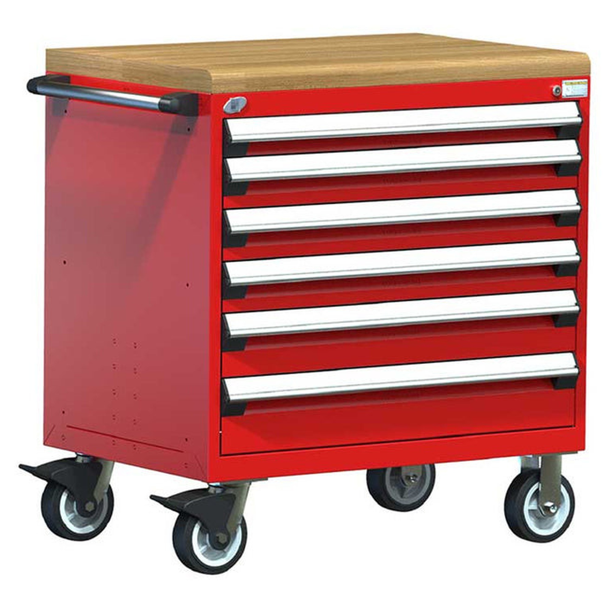 6-Drawer Heavy-Duty Mobile Cabinet, 36"W x 24"D x 39.25"H - Without Dividers - Drawer heights: 1 3"H, 3 4"H, 1 5"H, 1 6"H