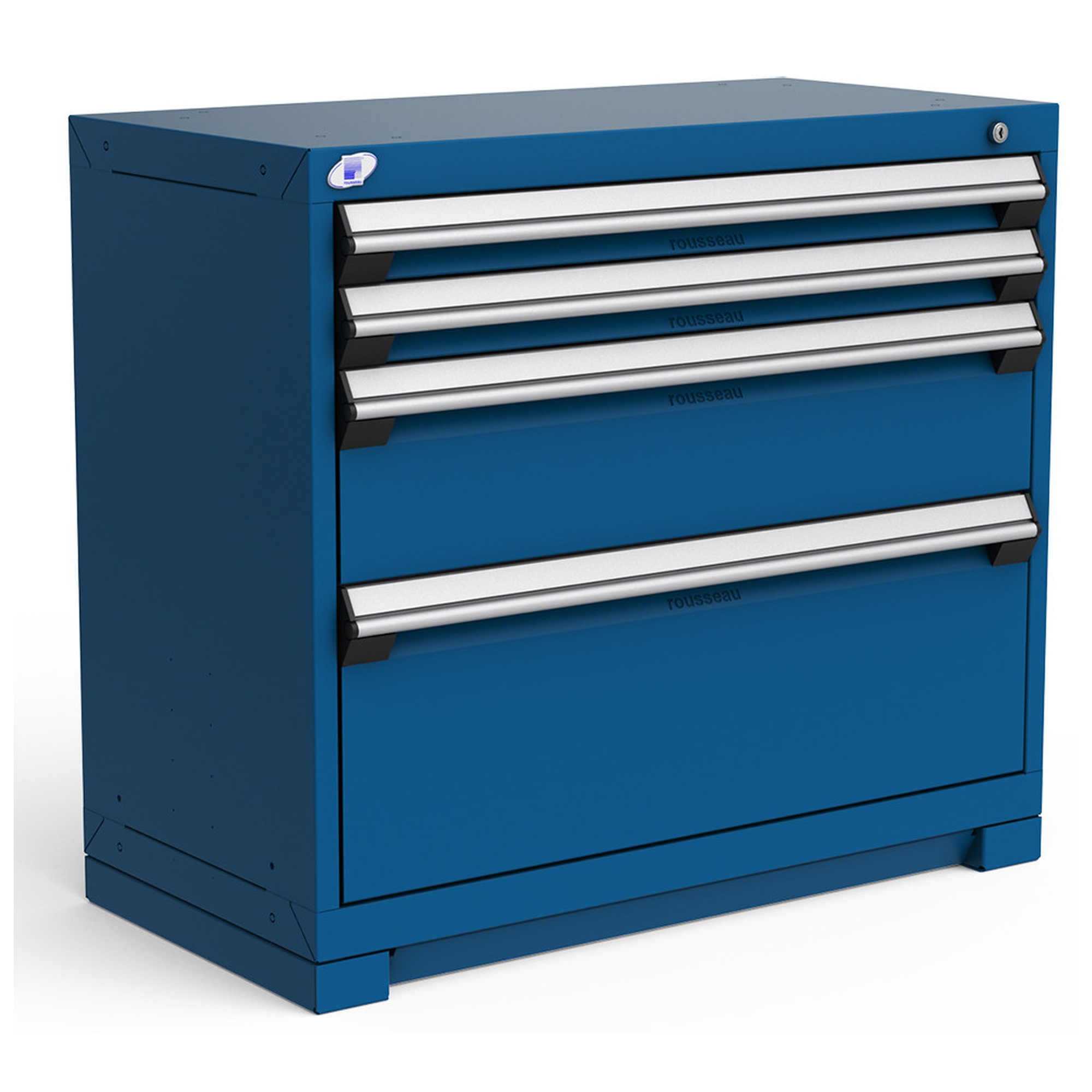 4-Drawer Heavy-Duty Mobile Cabinet, 36"W x 24"D x 37.5"H - Without Dividers - Drawer heights: 2 3"H, 1 6"H, 1 8"H