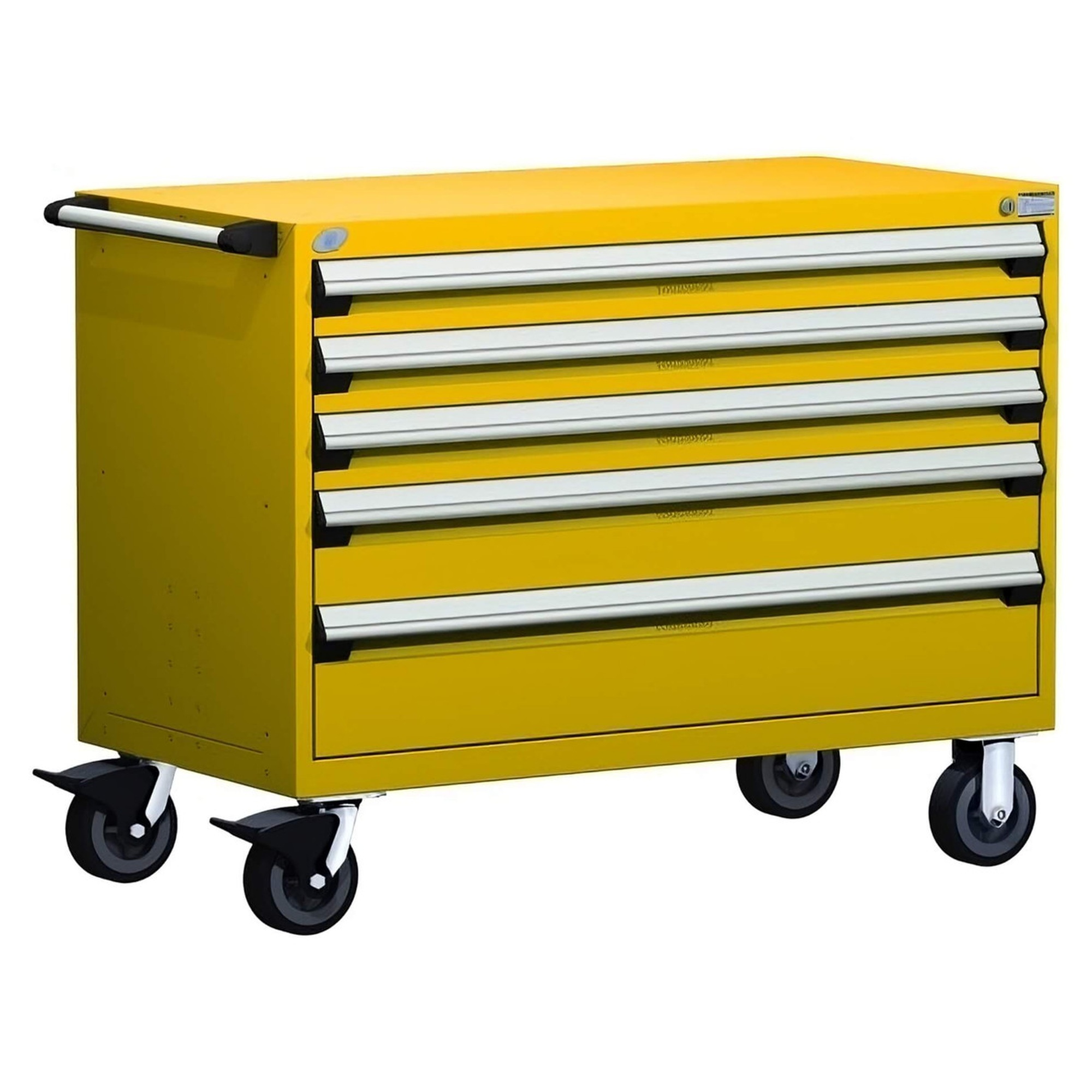 5-Drawer Heavy-Duty Mobile Cabinet, 60"W x 24"D x 37.5"H - Without Dividers - Drawer heights: 3 4"H, 1 6"H, 1 8"H