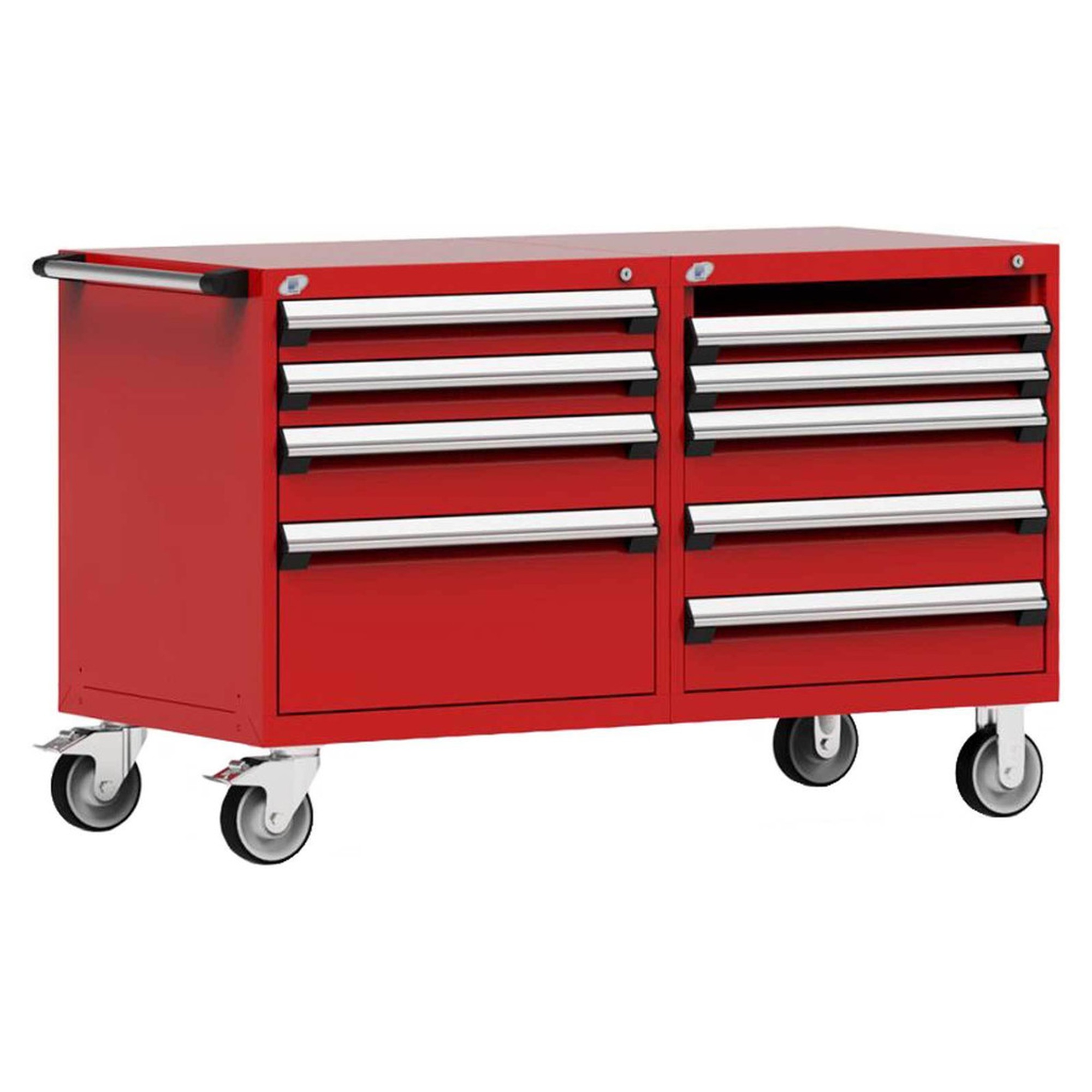 8-Drawer Mobile Cabinet, 60"W x 27"D x 37.5"H - Without Dividers