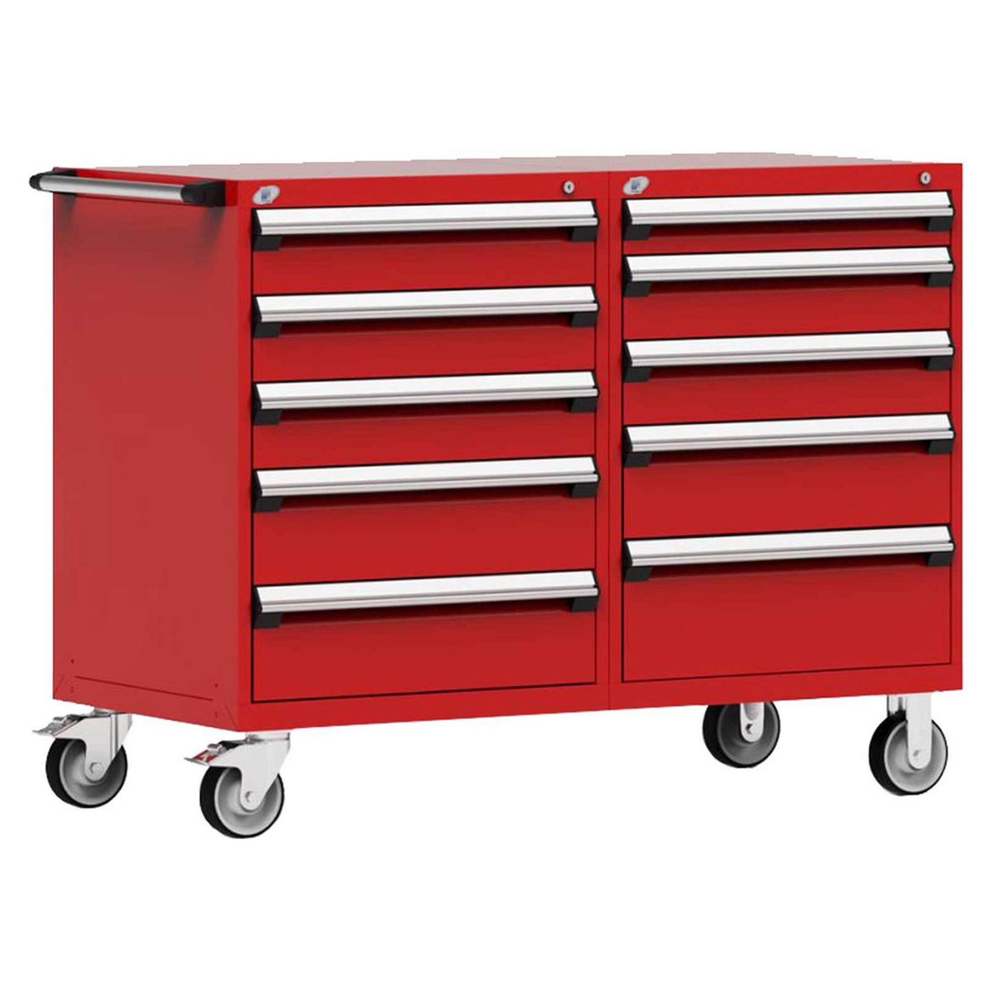 10-Drawer Mobile Cabinet, 60"W x 27"D x 45.5"H - Without Dividers