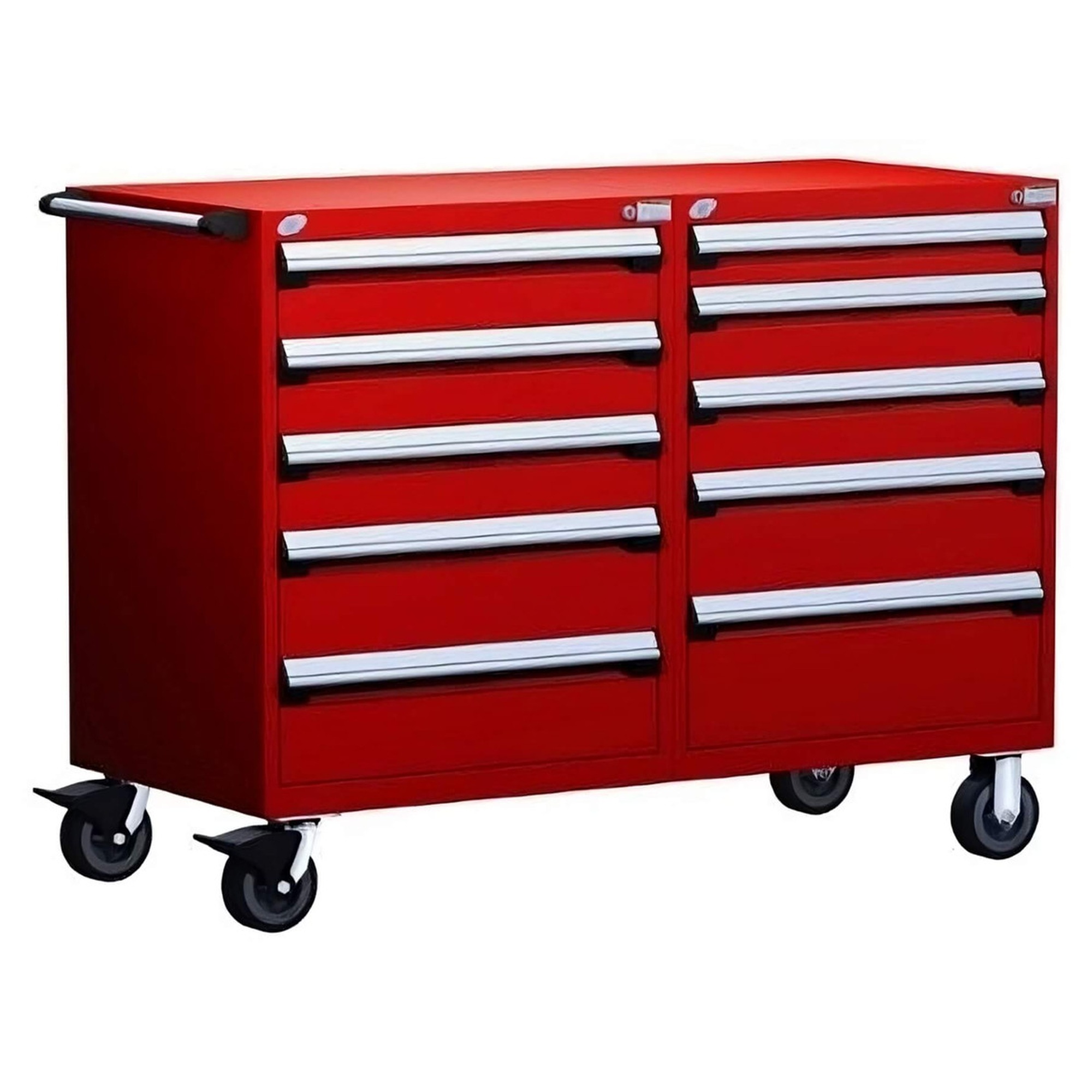 10-Drawer Mobile Cabinet, 48"W x 27"D x 45.5"H - Without Dividers