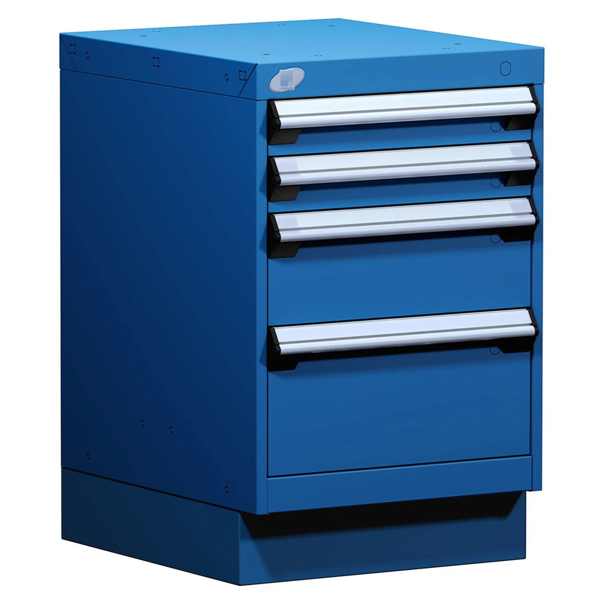 4-Drawer Modular Cabinet, 18"W x 21"D x 28"H - With Dividers - Drawer heights: 2 3" H, 1 6" H, 1 8" H