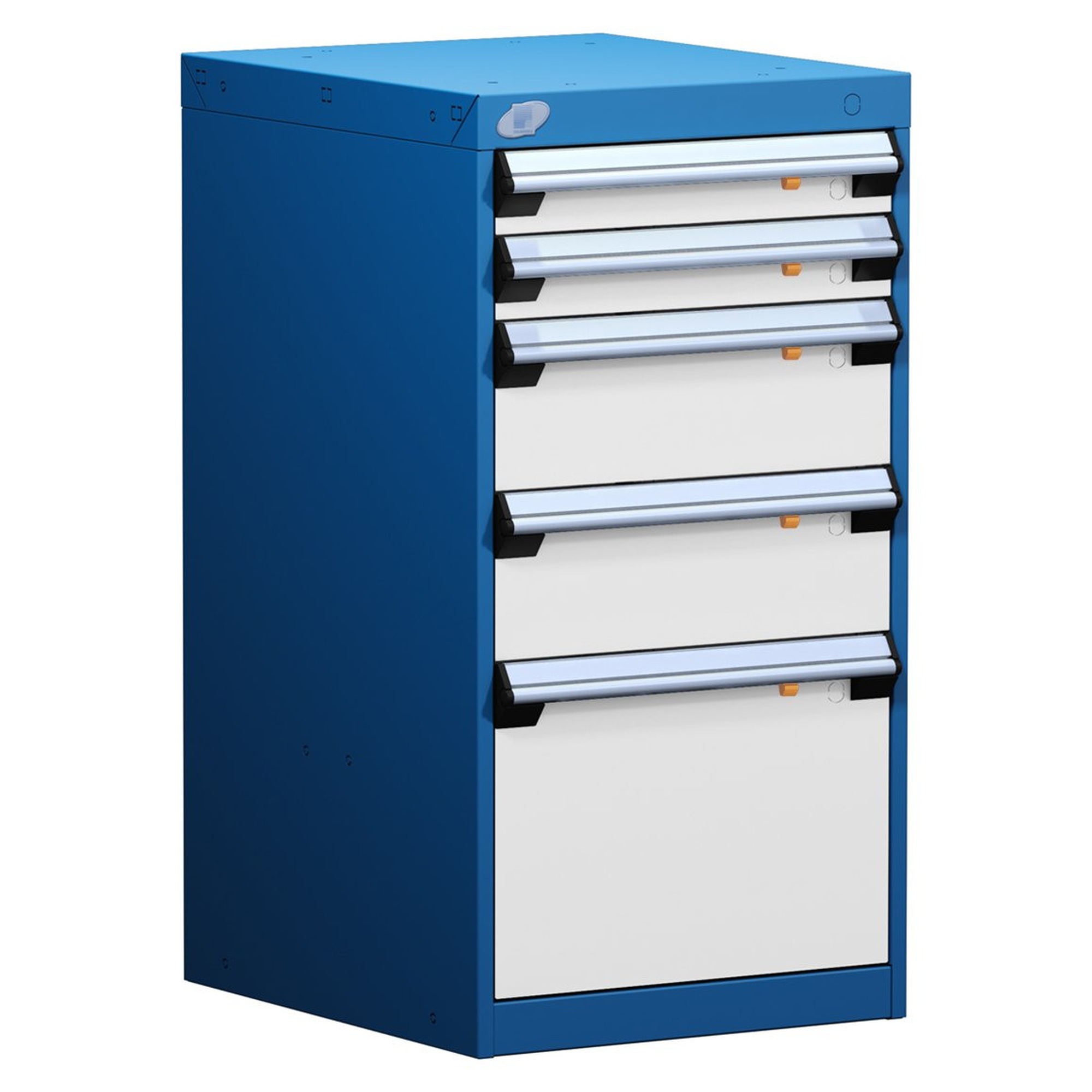 5-Drawer Modular Cabinet, 18"W x 21"D x 34"H - With Dividers - Compartments: 3"H-9 / 6"H-6 / 12"H-4