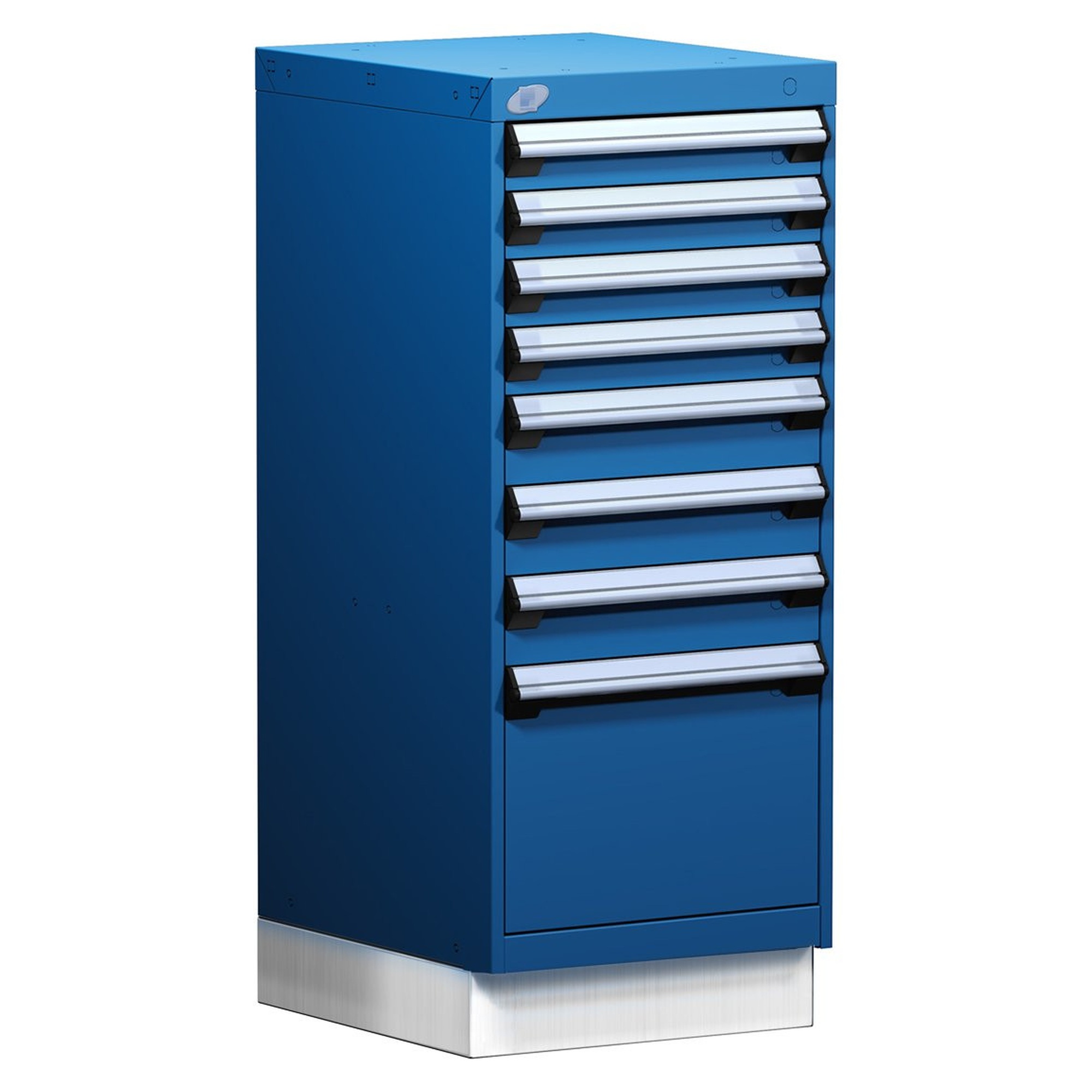 8-Drawer Modular Cabinet, 18"W x 21"D x 44"H - With Dividers - Drawer heights: 4 3" H, 3 4" H, 1 12" H