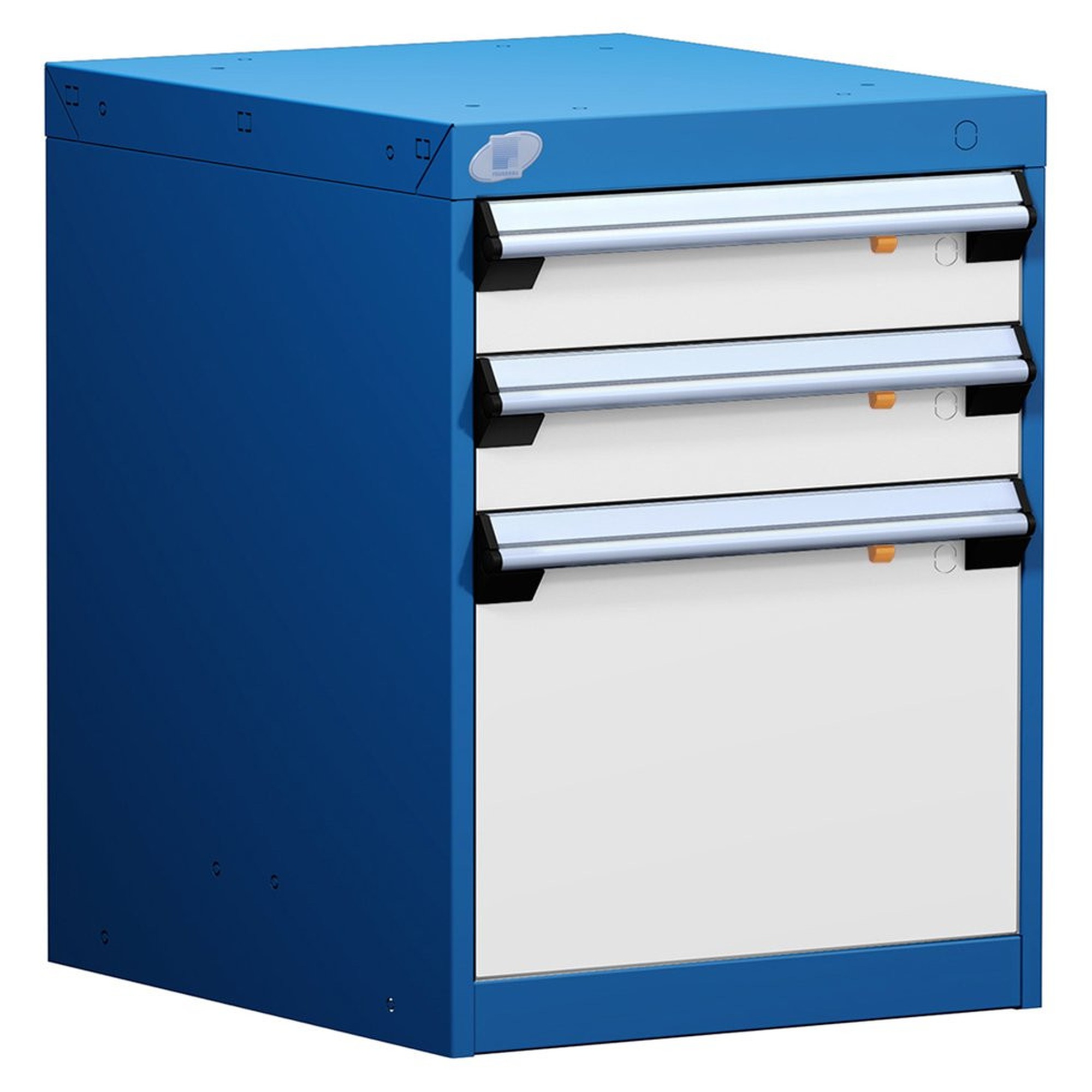 3-Drawer Modular Cabinet, 18"W x 21"D x 24"H - With Dividers - Compartments: 4"H-9 / 12"H-4