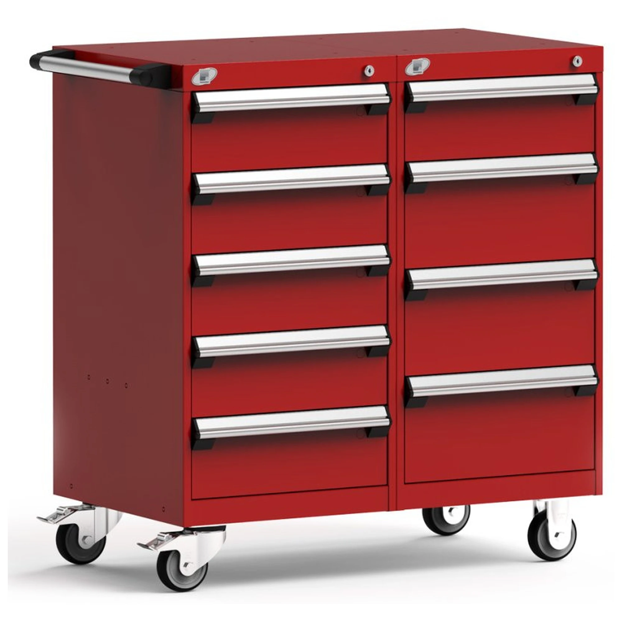9-Drawer Mobile Cabinet, 36"W x 21"D x 39.13"H - With Dividers