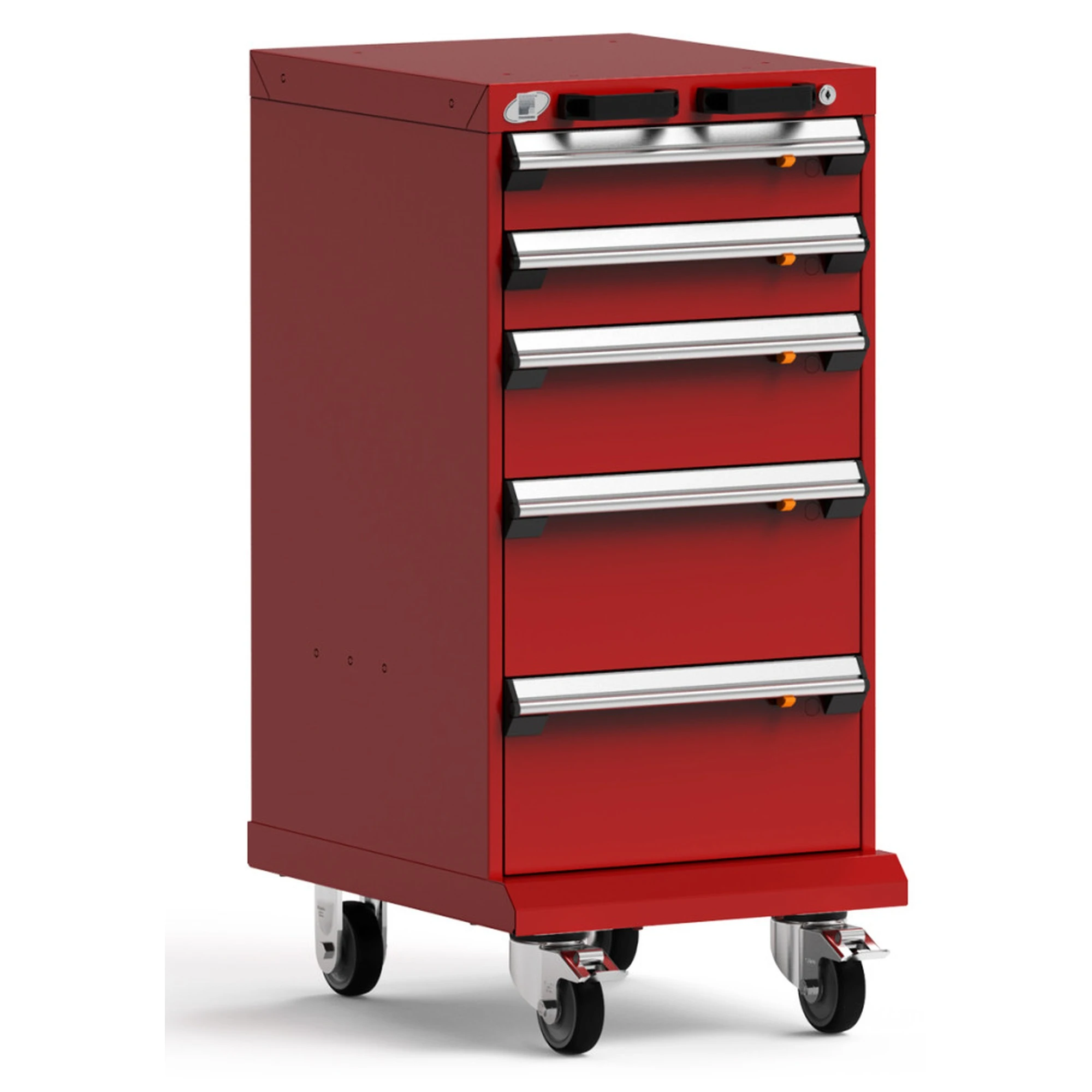 5-Drawer Mobile Cabinet, 18"W x 21"D x 39.13"H - Without Dividers - Drawer heights: 2 4" H, 1 6" H, 2 8" H