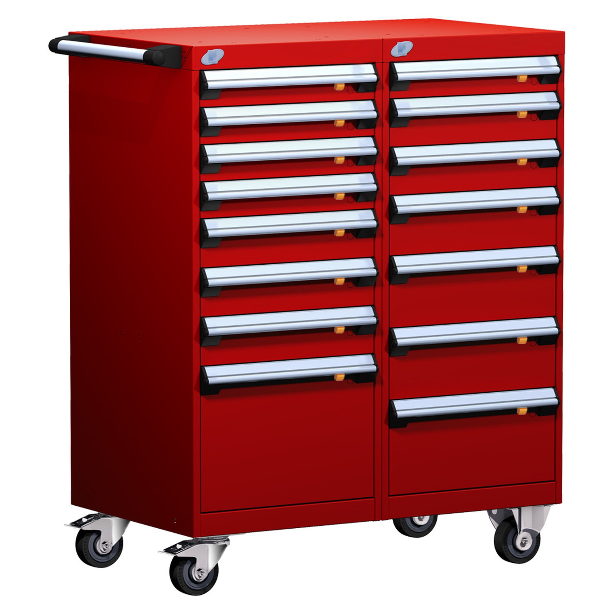 15-Drawer Mobile Cabinet, 36"W x 21"D x 45.13"H - With Dividers