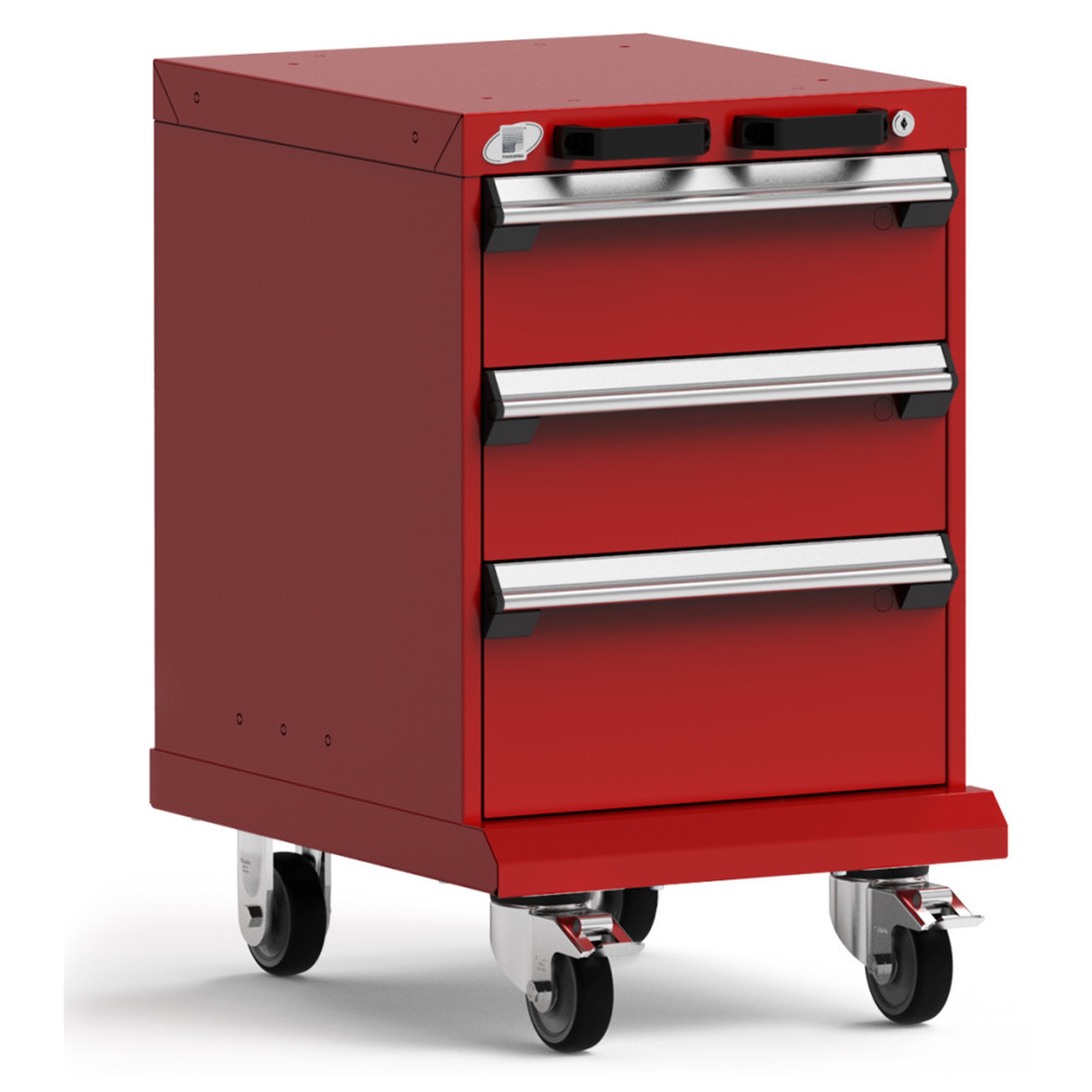 3-Drawer Mobile Cabinet, 18"W x 21"D x 29.13"H - With Dividers - Drawer heights: 2 6" H, 1 8" H