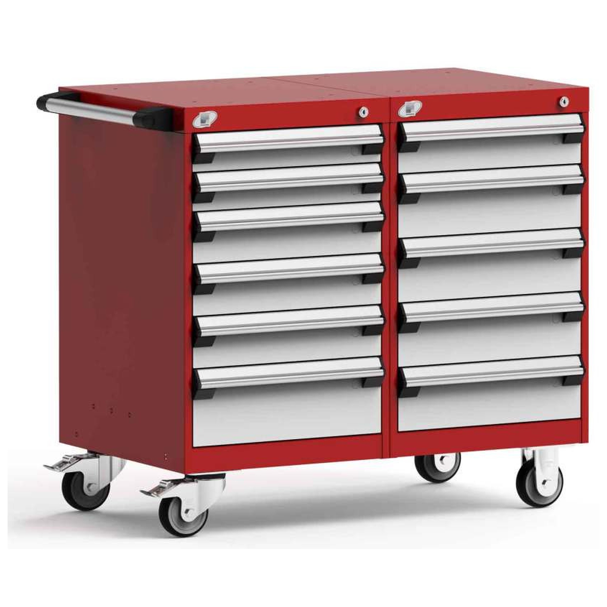 11-Drawer Mobile Cabinet, 36"W x 21"D x 33.13"H - With Dividers