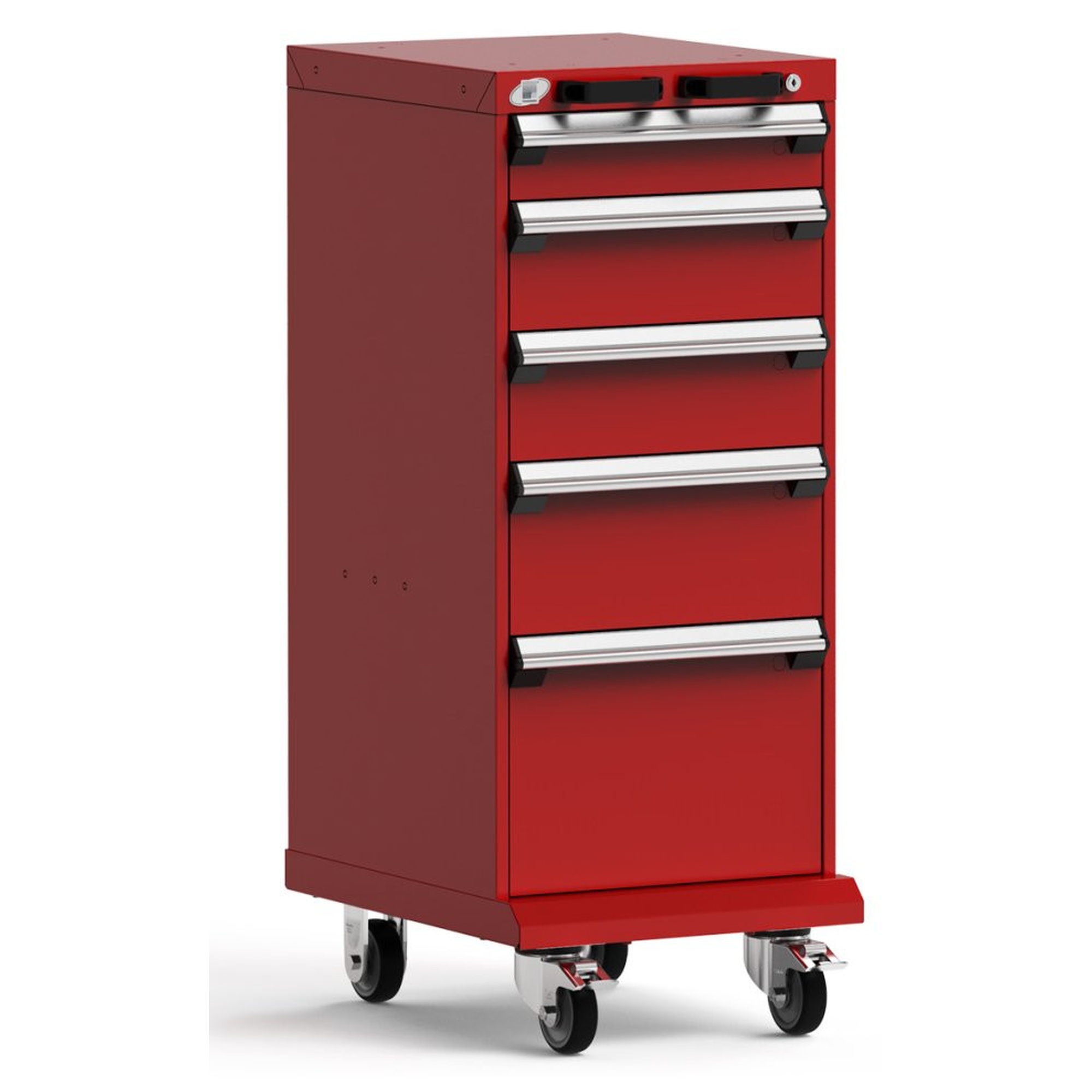 5-Drawer Mobile Cabinet, 18"W x 27"D x 45.13"H - With Dividers - Drawer heights: 1 4" H, 2 6" H, 1 8" H, 1 12" H