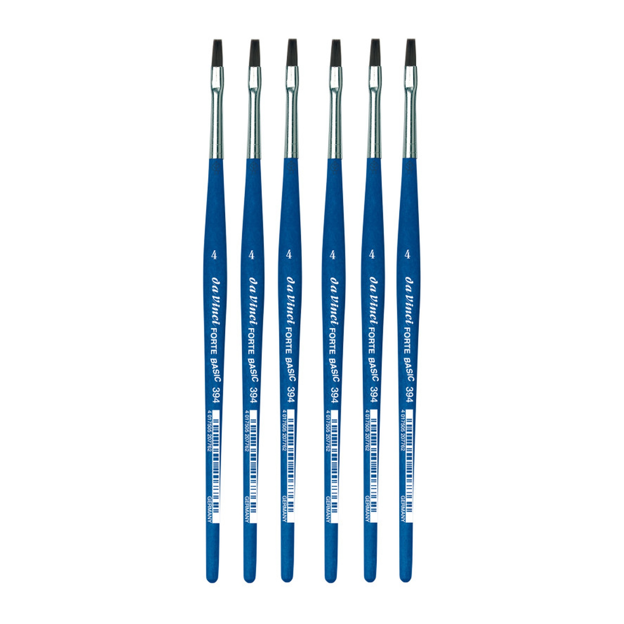 Student Flat Synthetic Acrylic Brushes, Size 4, Pack of 6