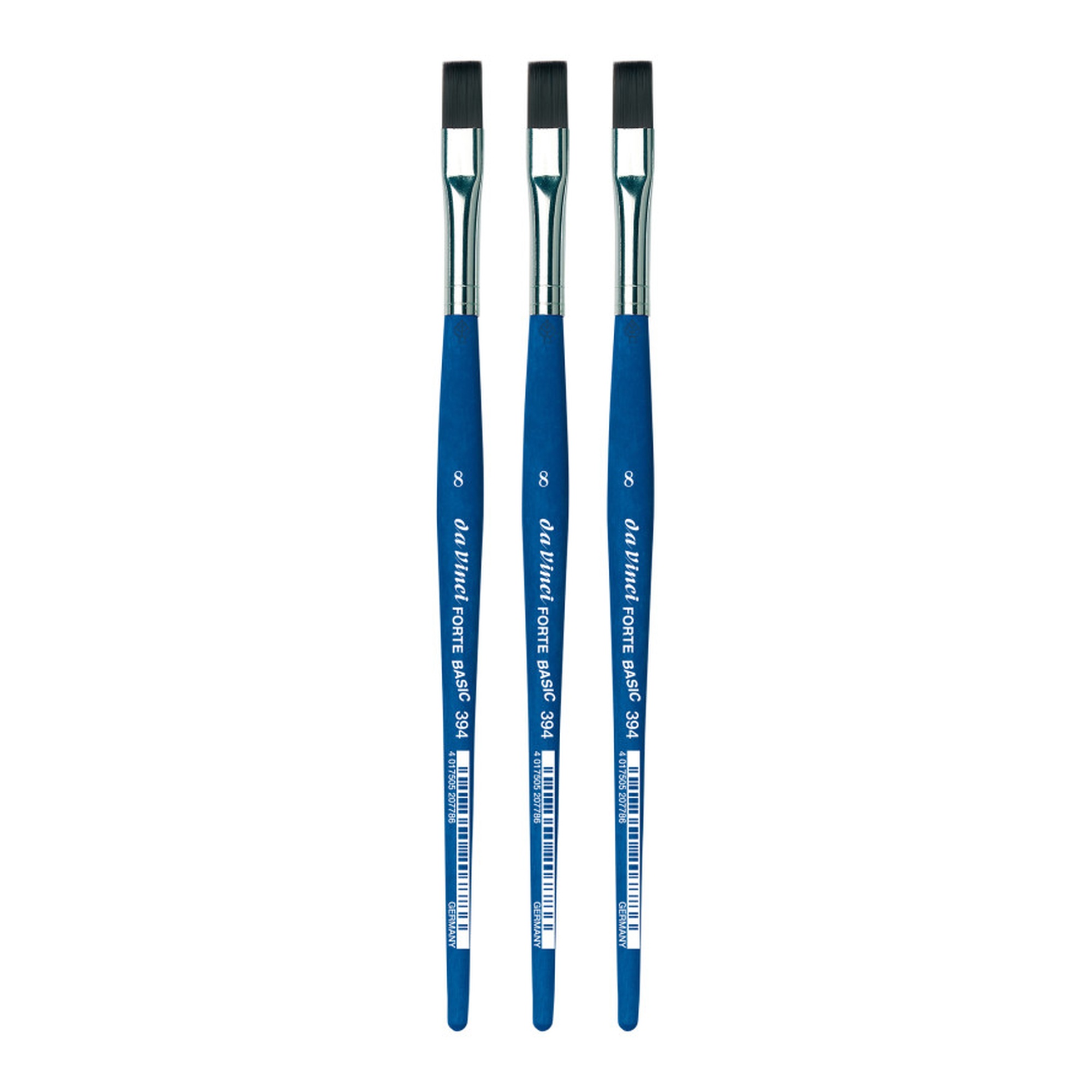 Student Flat Synthetic Acrylic Brush, Size 8, 3-Pack