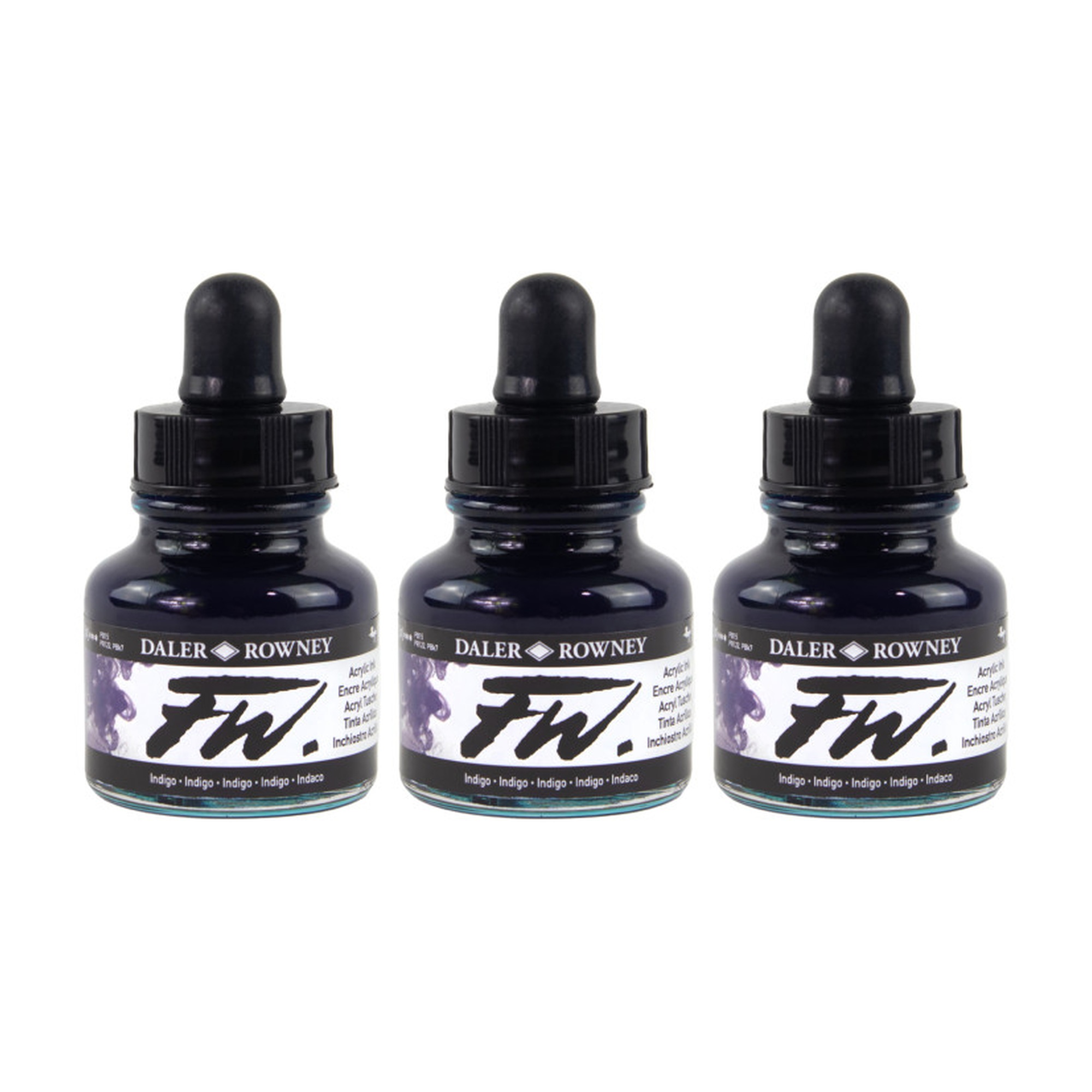 Indigo Acrylic Ink, 29.5 mL Bottles, Pack of 3