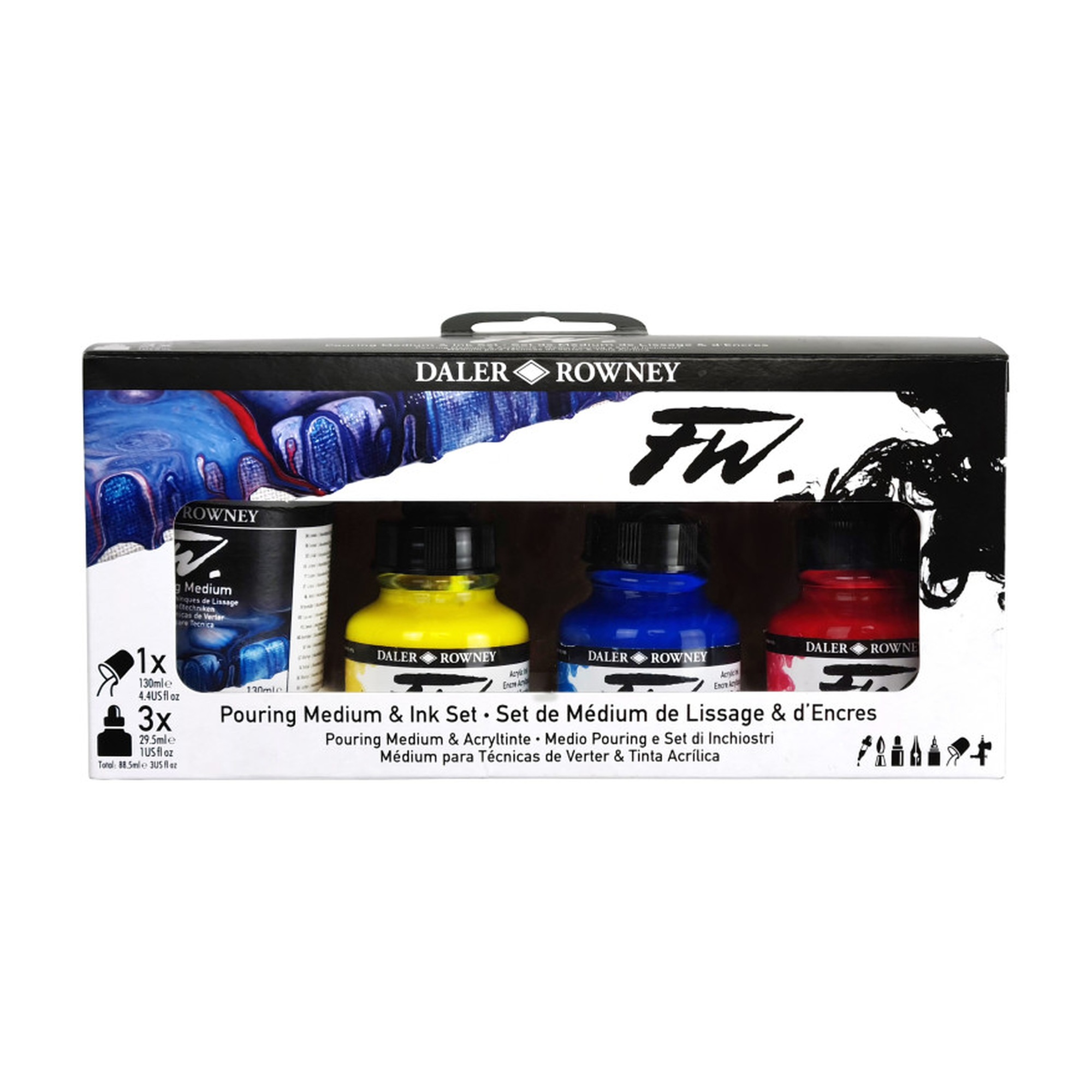 Acrylic Ink Pouring Set, Assorted Colors, 4-Piece
