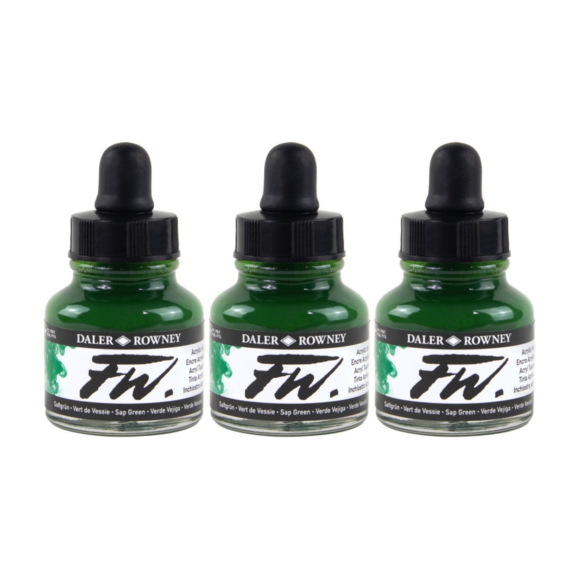 Sap Green Acrylic Ink, 29.5 mL Bottles, Pack of 3