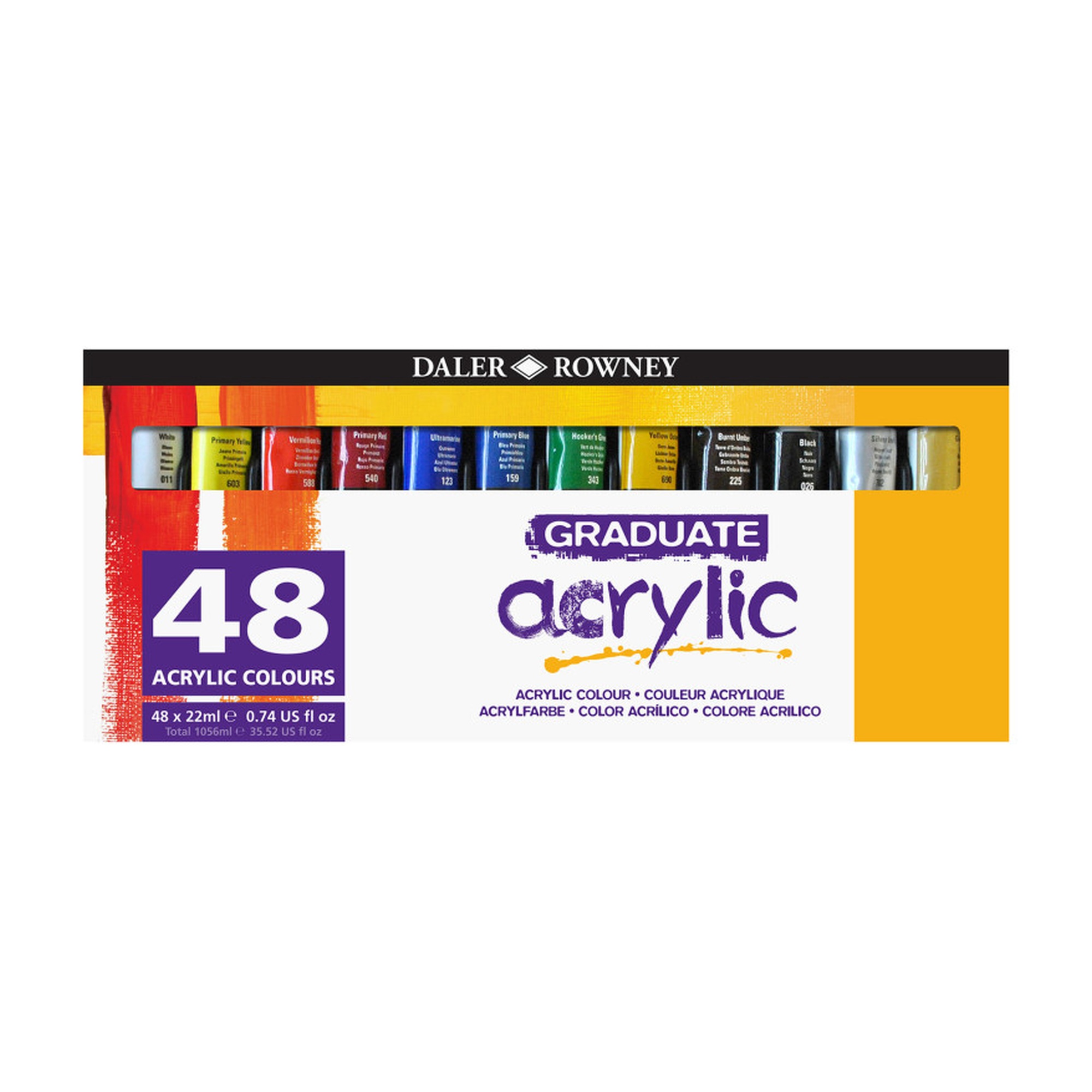Assorted Acrylic Paint Set, 48 Tubes, 22 mL Each