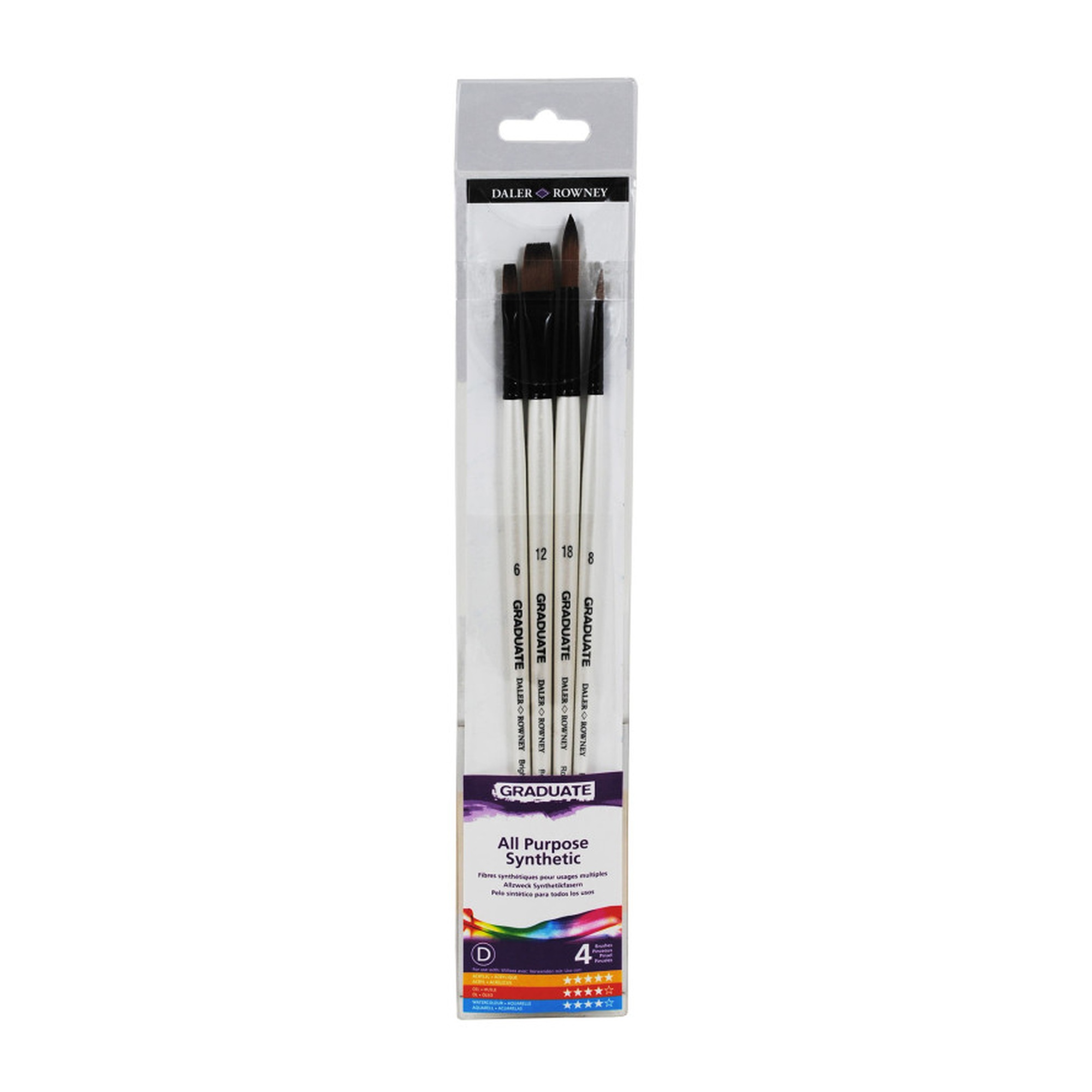 Graduate Synthetic All-Purpose Paint Brush Set, 4 Pieces