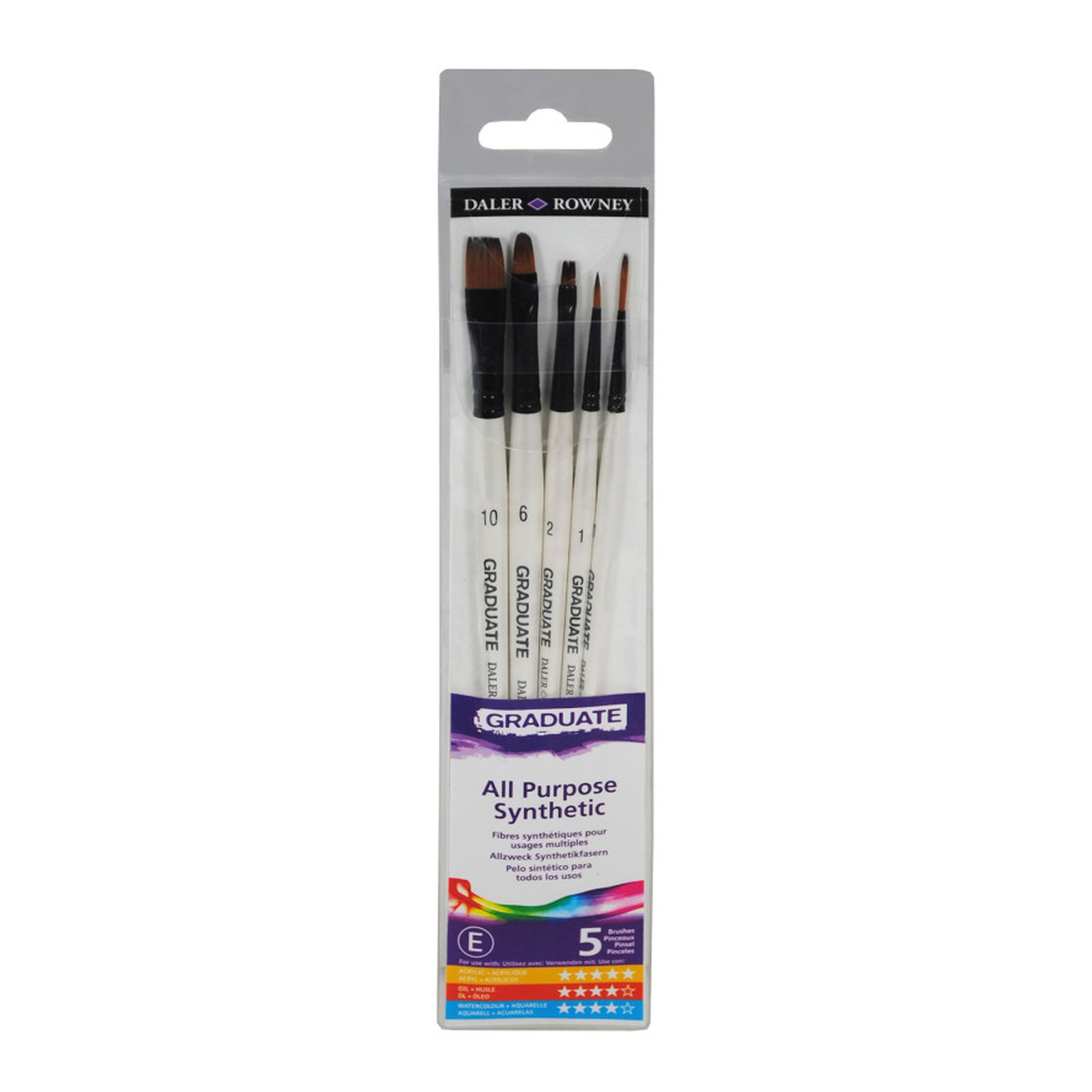 Graduate Synthetic Paintbrush Set, 5 Pieces
