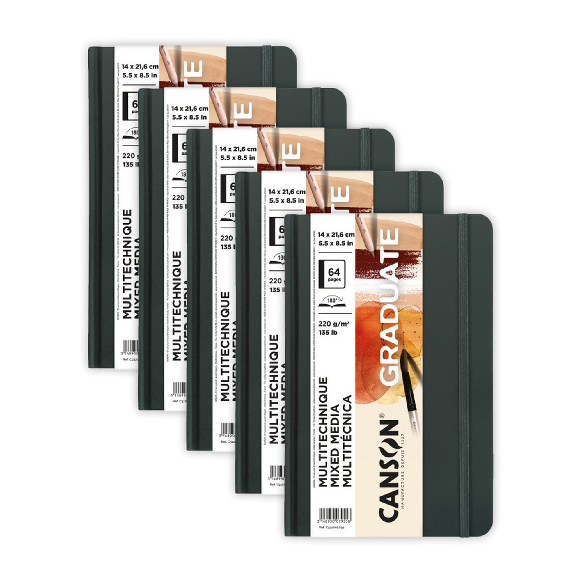 Toned Natural Mixed Media Art Book, 5.5 x 8.5 in., Pack of 5