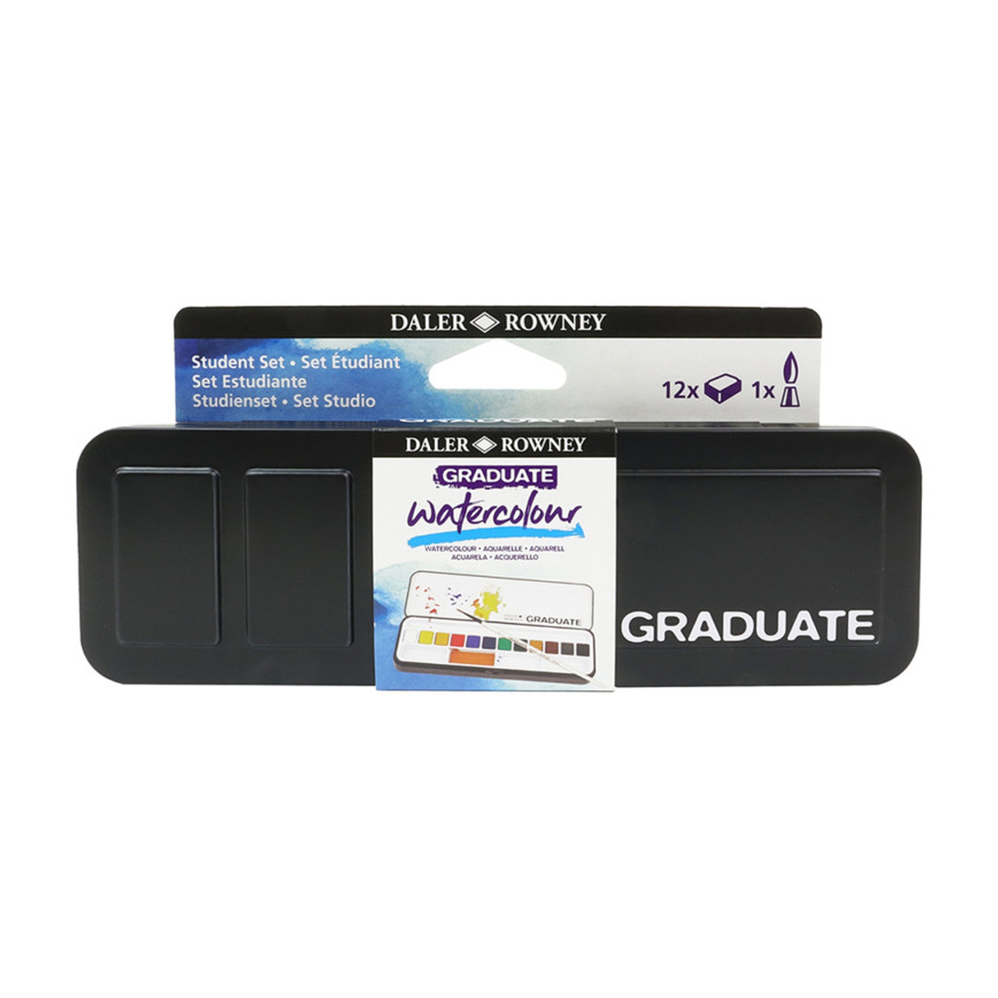Graduate 12-Piece Assorted Watercolor Half Pan Travel Set