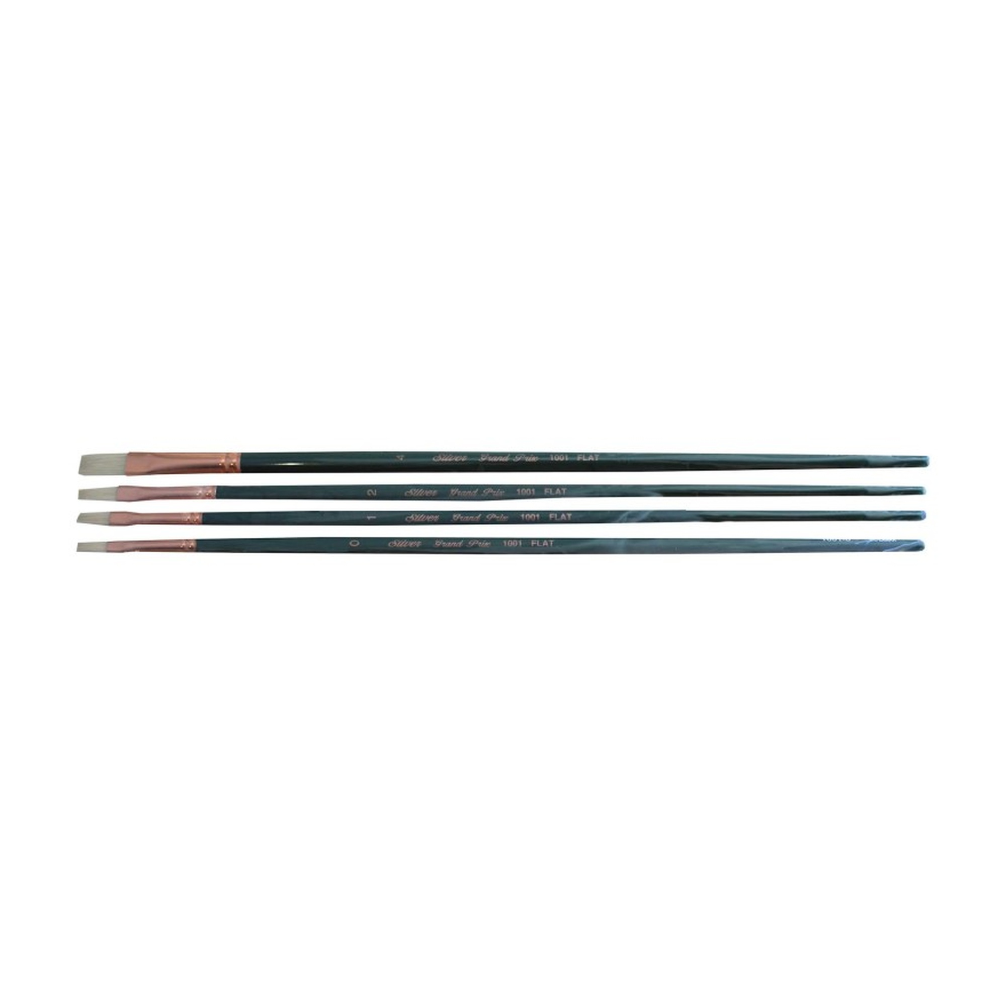 Small Flat Natural Hog Bristle Paint Brush Set - 4 Pack