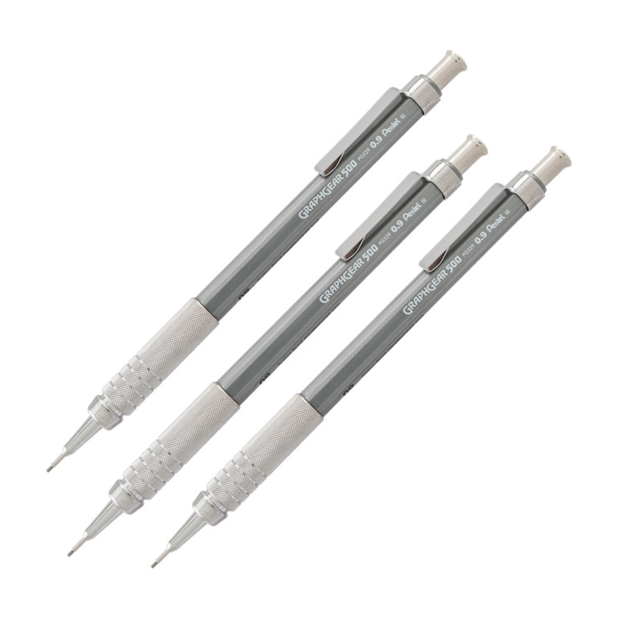 0.9mm Automatic Drafting Pencils, Gray, 3-Pack