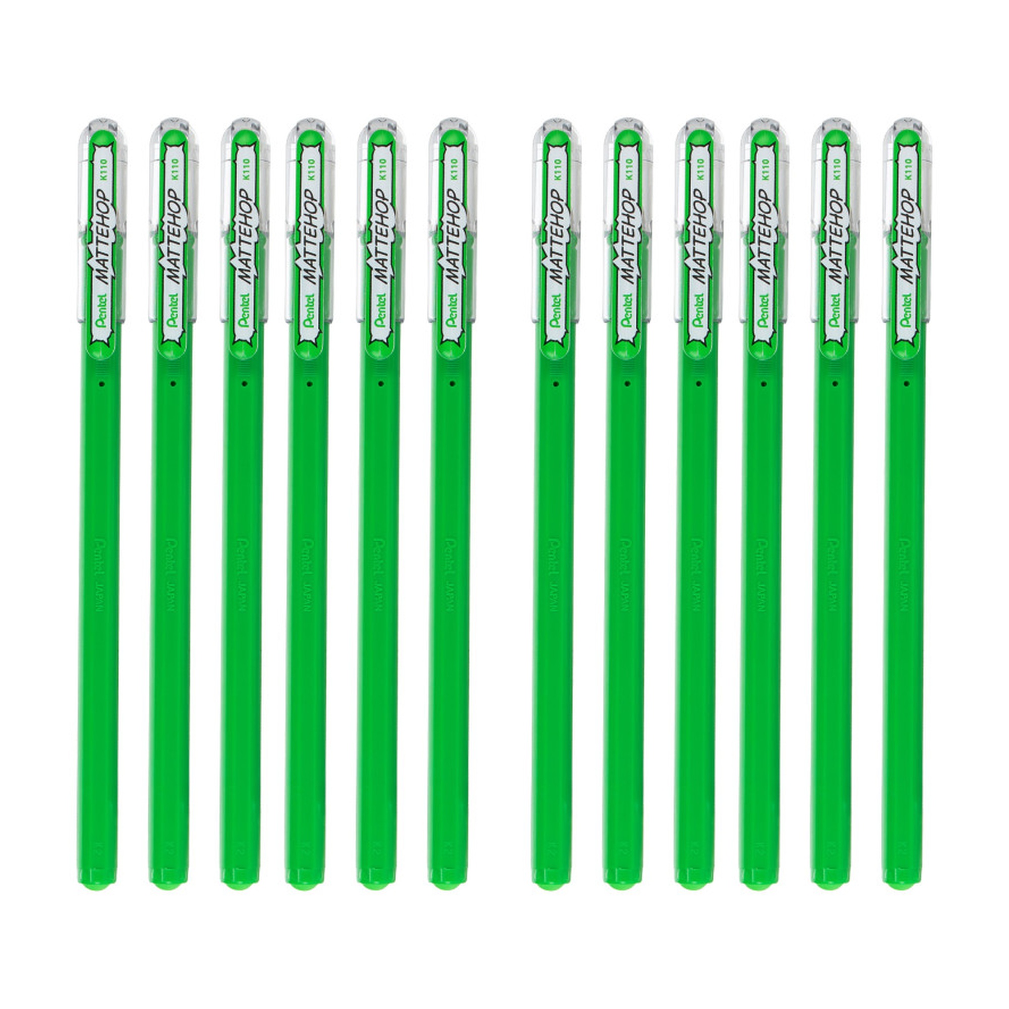 Matte Opaque Green Gel Roller Pens, 12 Pack