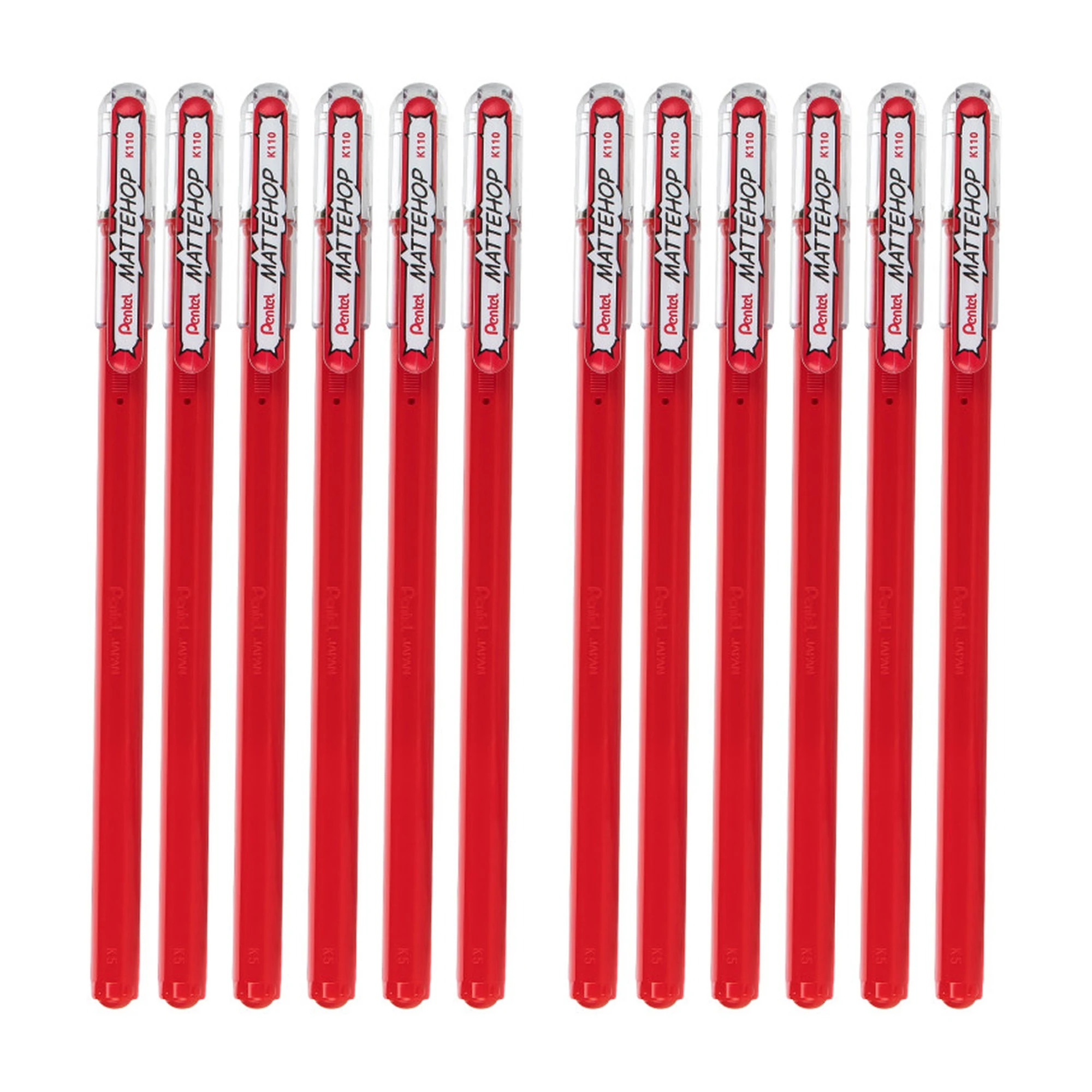 Matte Opaque Red Gel Roller Pens, 12-Pack