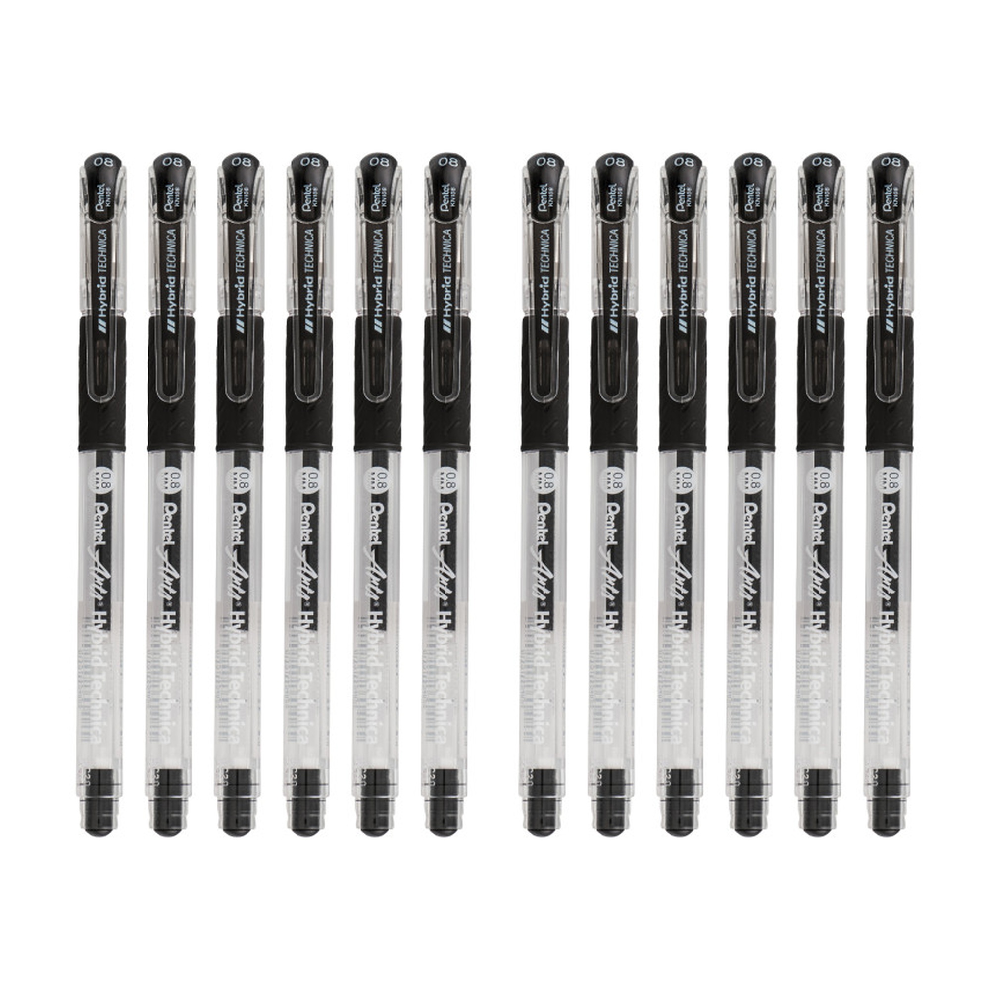 Black 0.8 mm Gel Pens, 12-Pack