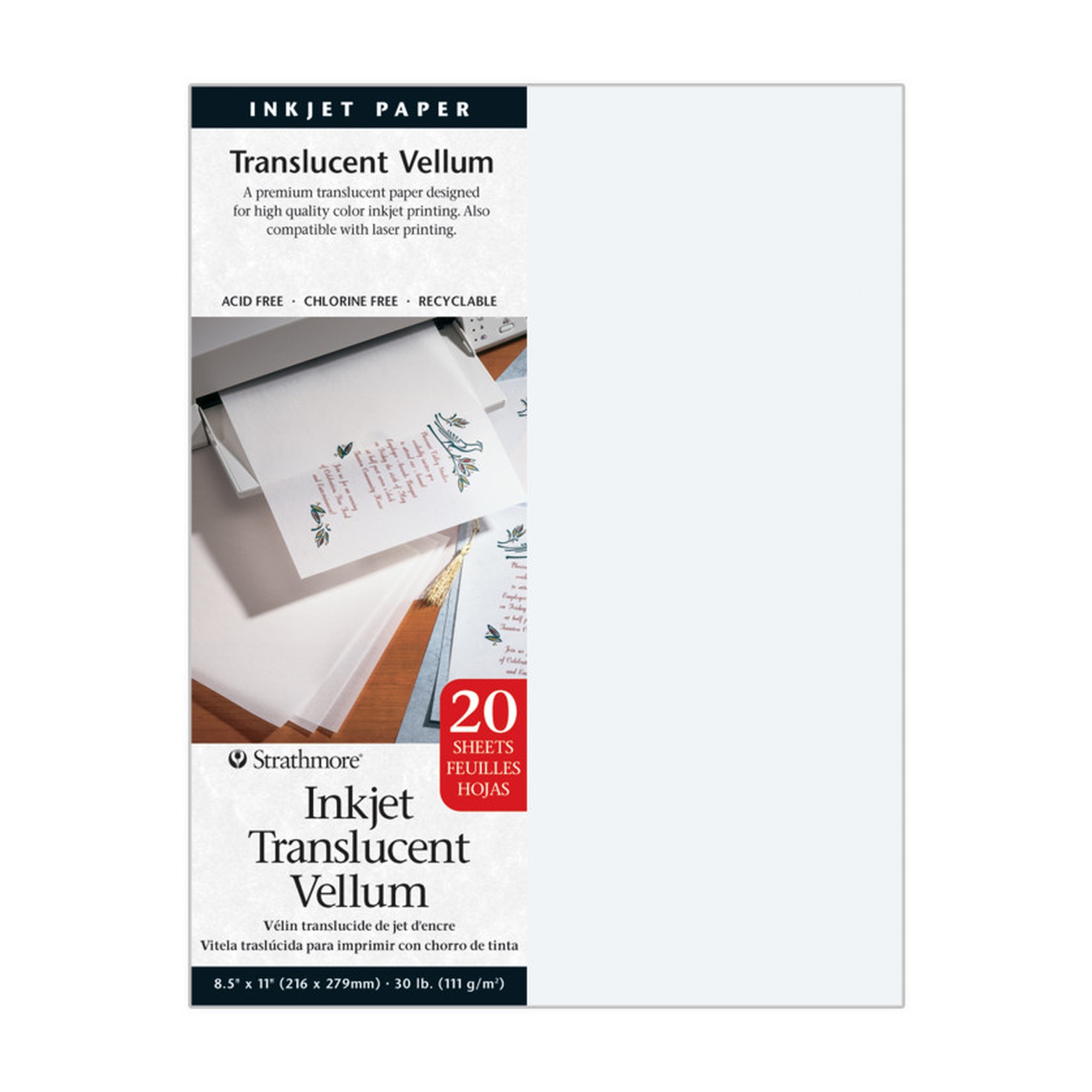 Translucent Vellum Paper Pack, 8.5 x 11 in., 20 Sheets