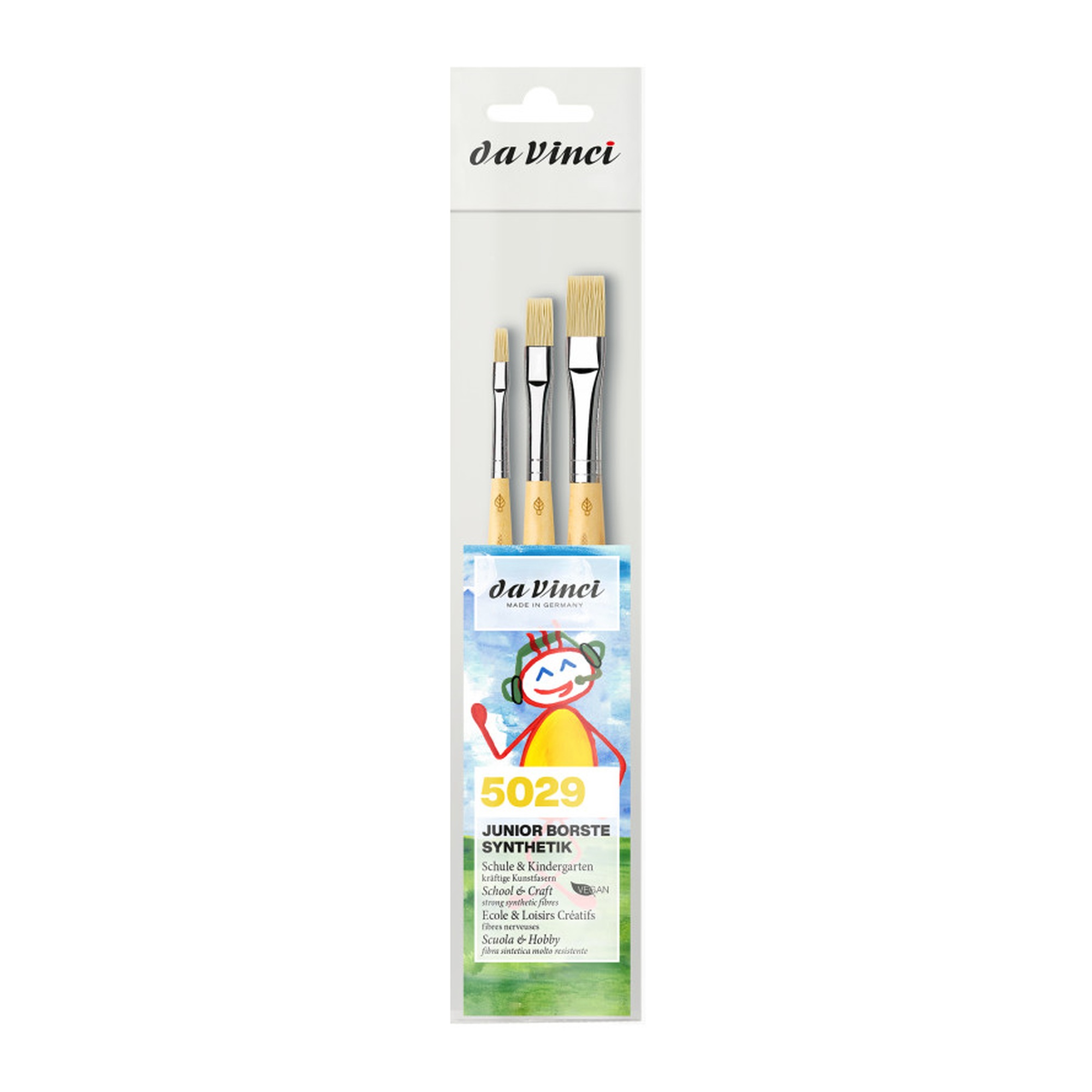 Junior Synthetic Flat Student Paint Brush Set, 3 Brushes