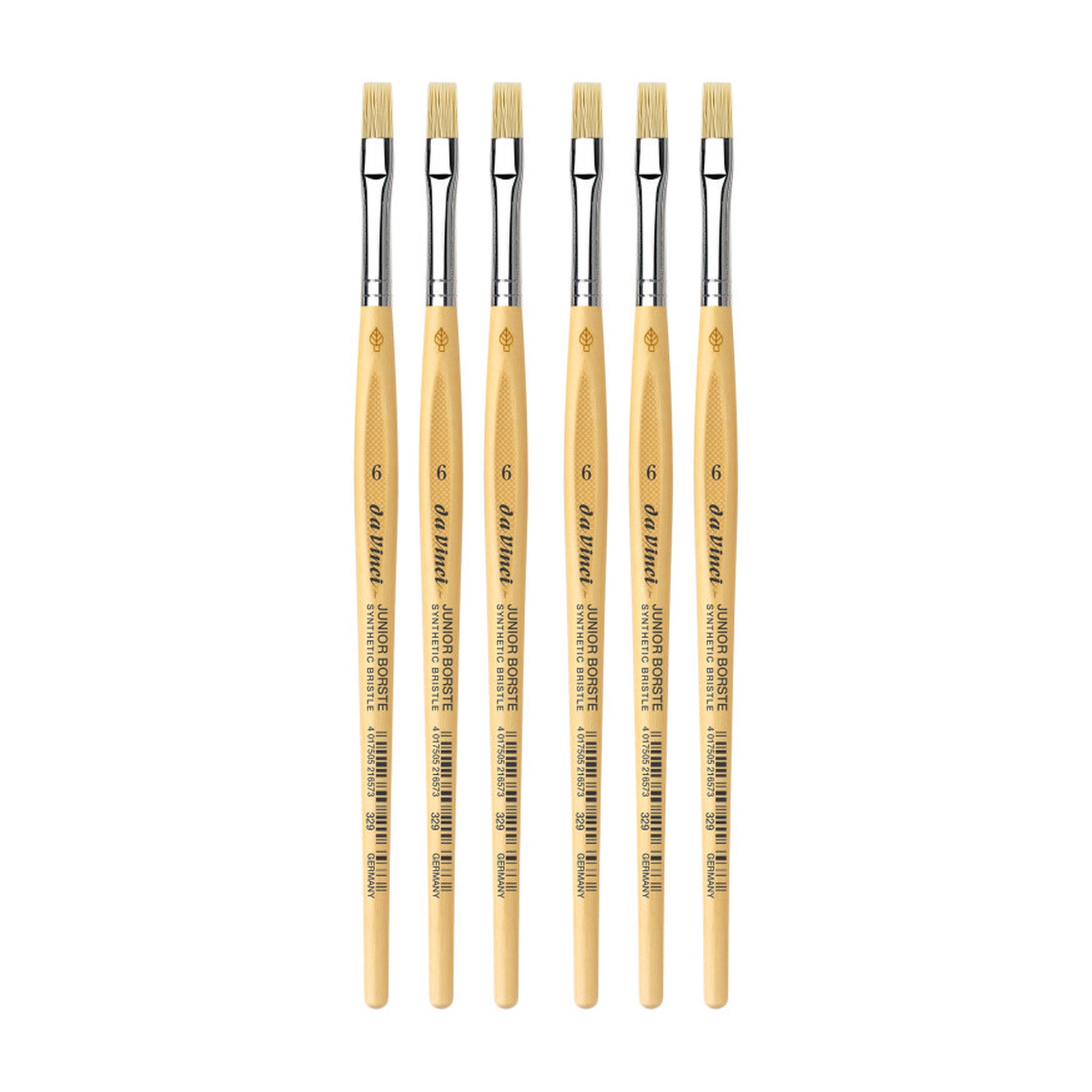 Junior Synthetic Student Flat Tempera Brush, Size 6, Pack of 6